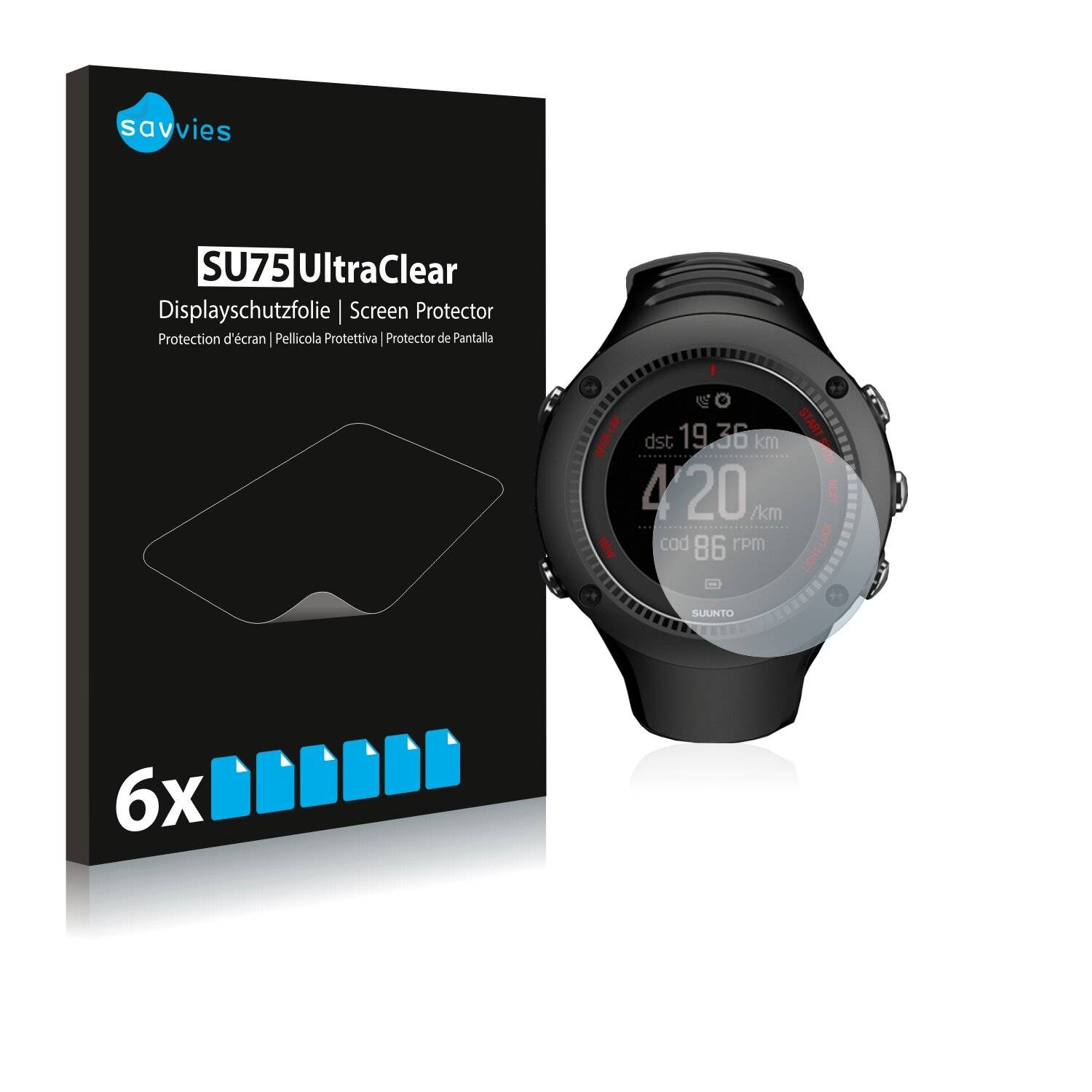 6x Savvies SU75 Displayschutzfolie für Suunto Ambit3 Run