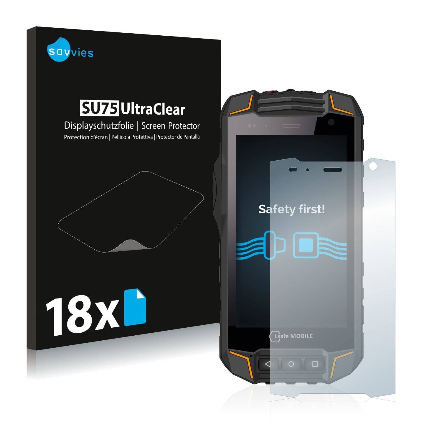 18x Savvies SU75 Displayschutzfolie für i.safe Mobile