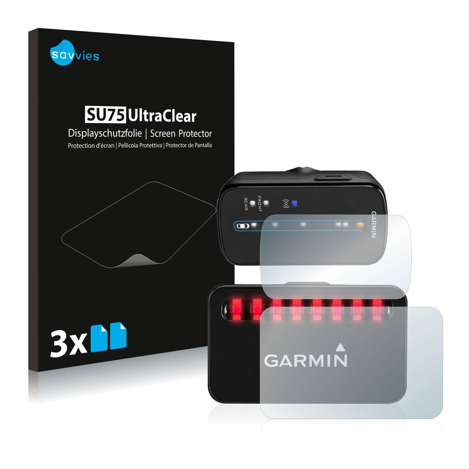 6x Savvies SU75 Displayschutzfolie für Garmin Varia