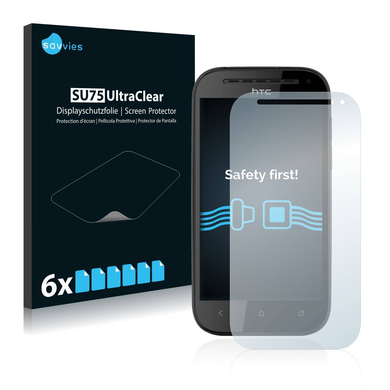 6x Savvies SU75 Displayschutzfolie für HTC One SV