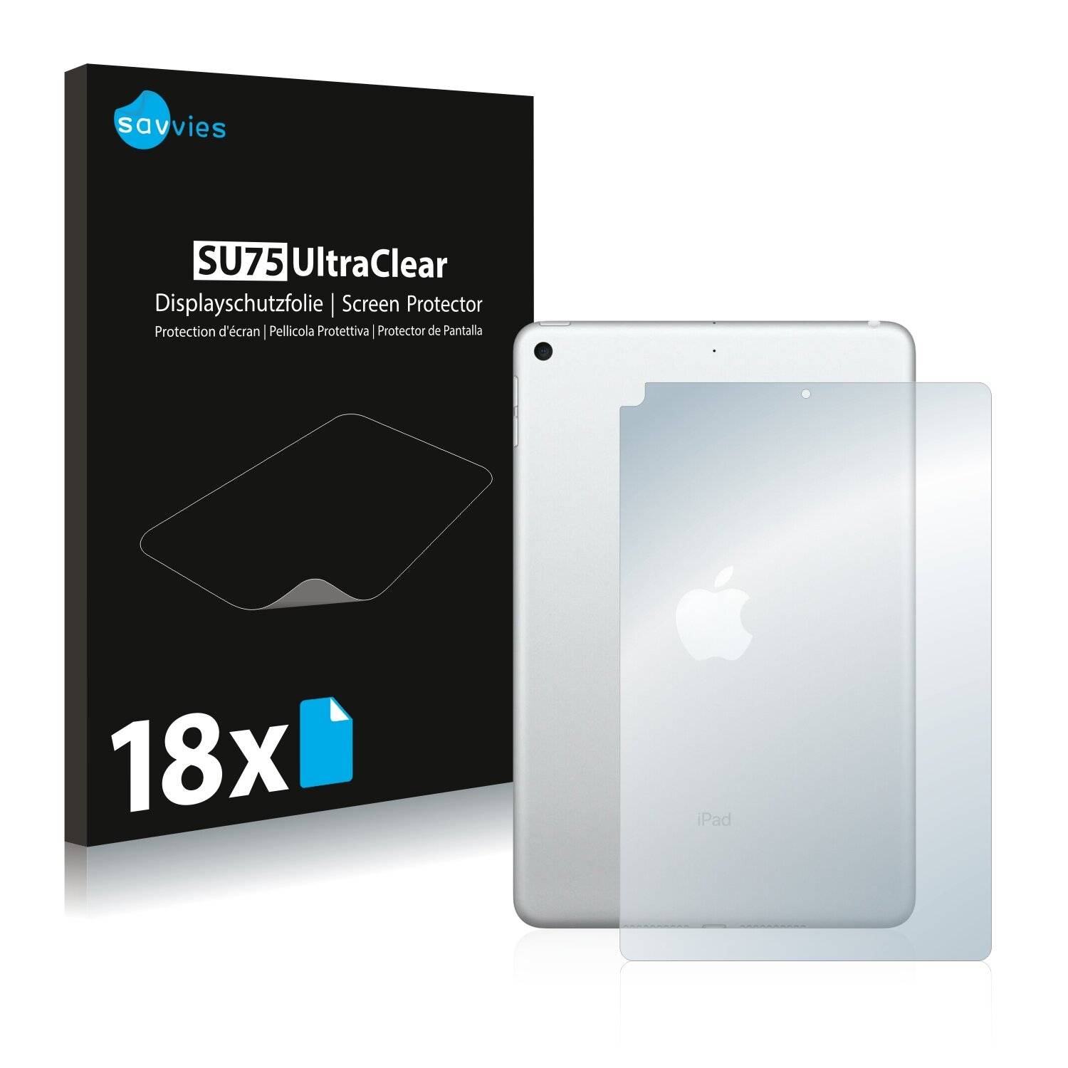 18x Savvies SU75 Displayschutzfolie für Apple iPad Mini 7.9 2019 (Rückseite, 5.