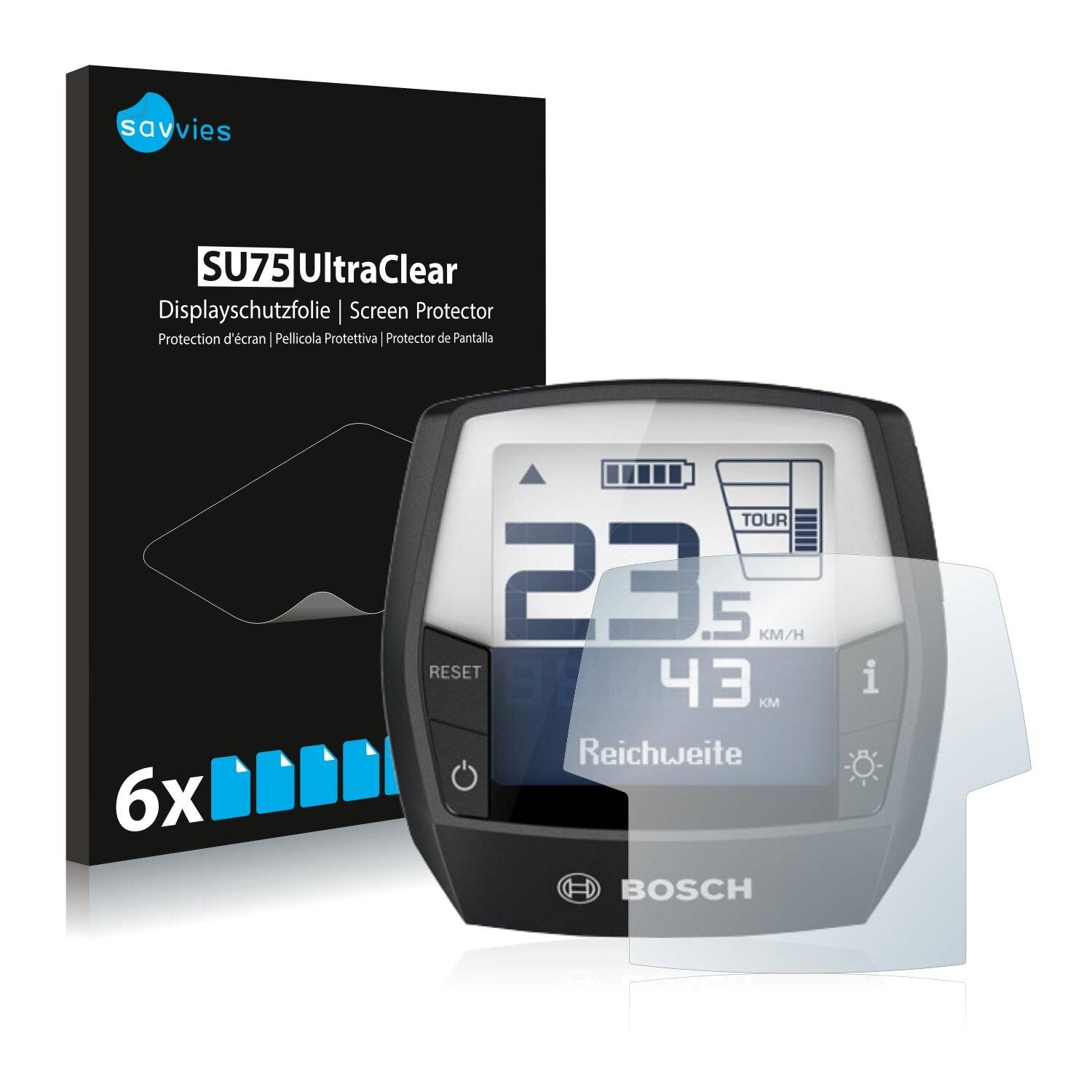 6x Savvies SU75 Displayschutzfolie für Bosch Intuvia Performance Line (E-Bike