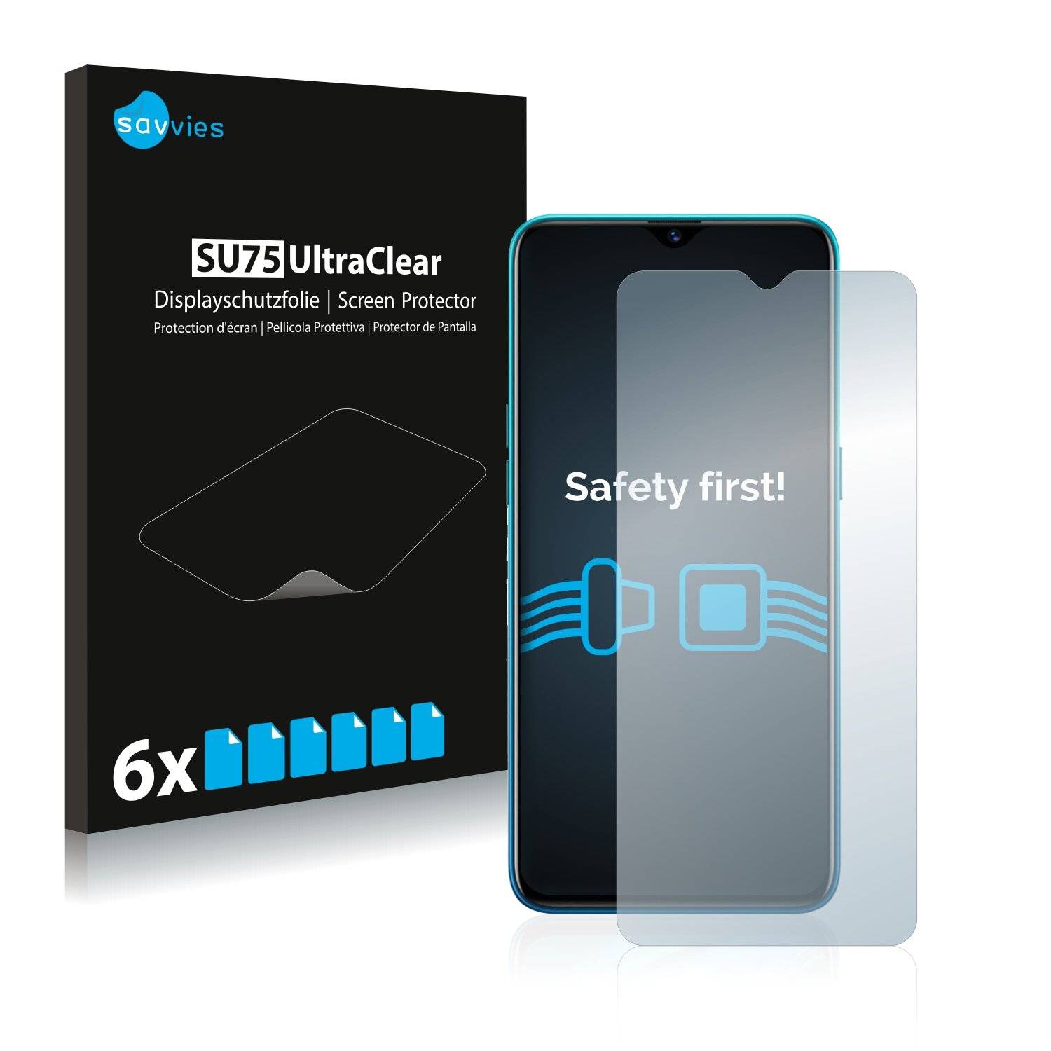 6x Savvies SU75 Displayschutzfolie für Realme 5