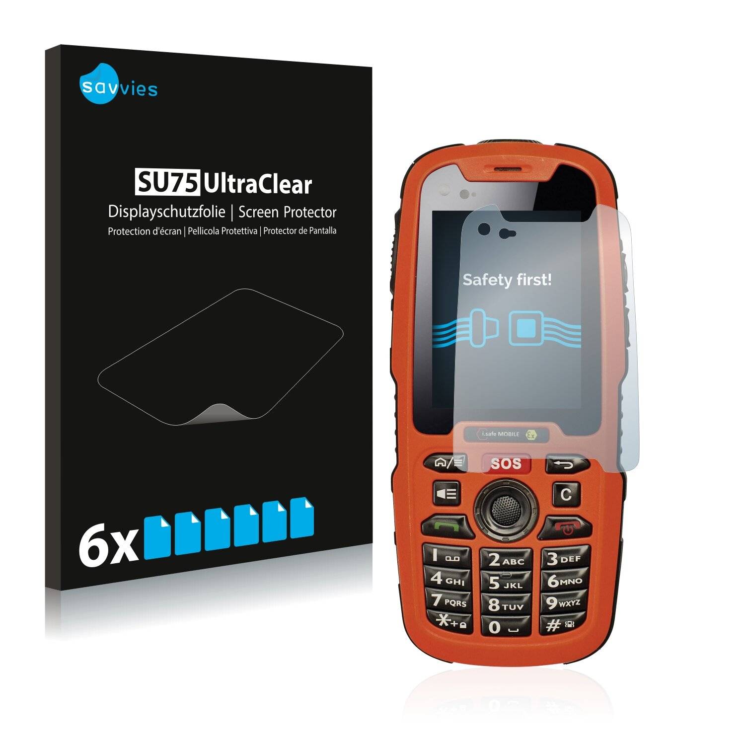 6x Savvies SU75 Displayschutzfolie für i.safe Mobile