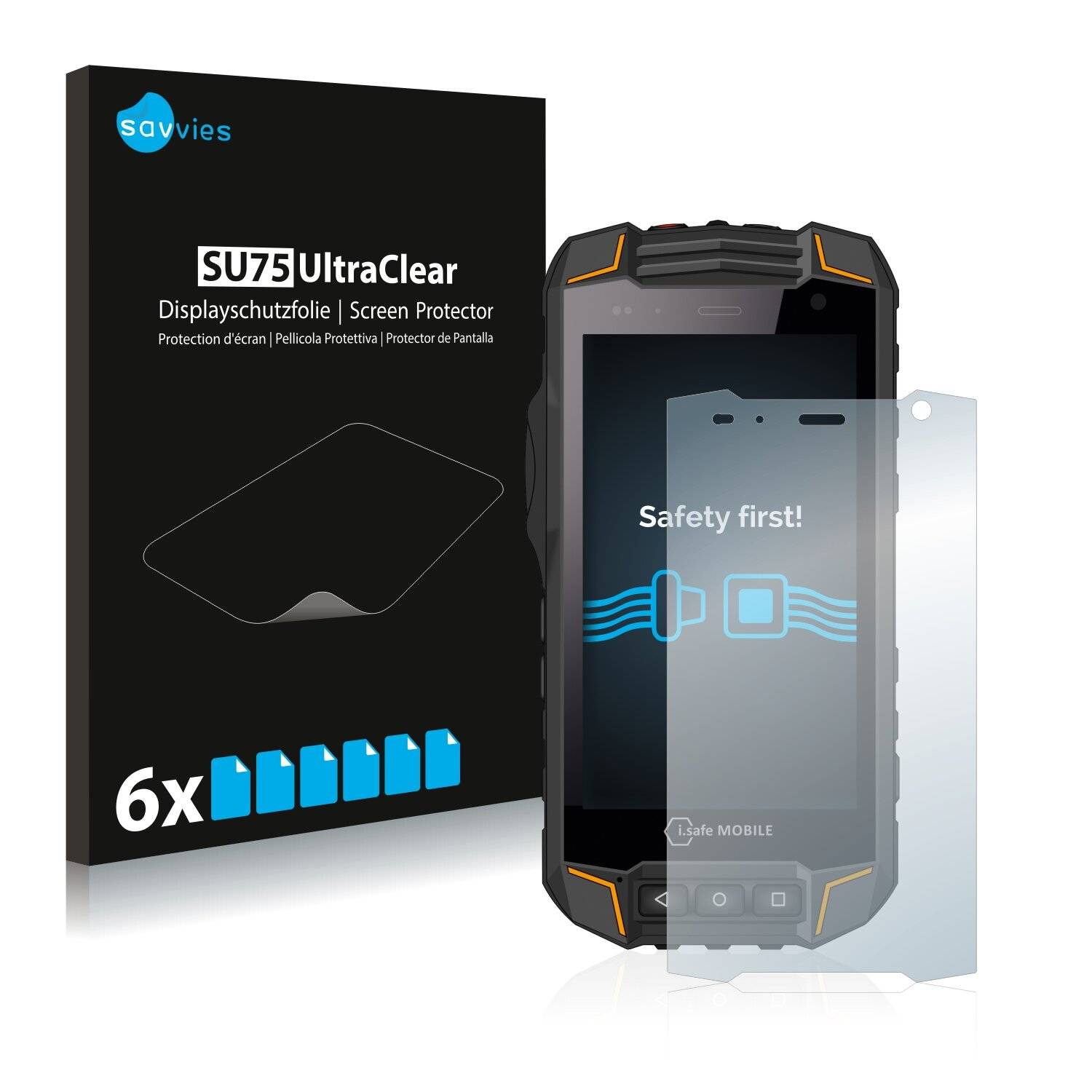 6x Savvies SU75 Displayschutzfolie für i.safe Mobile