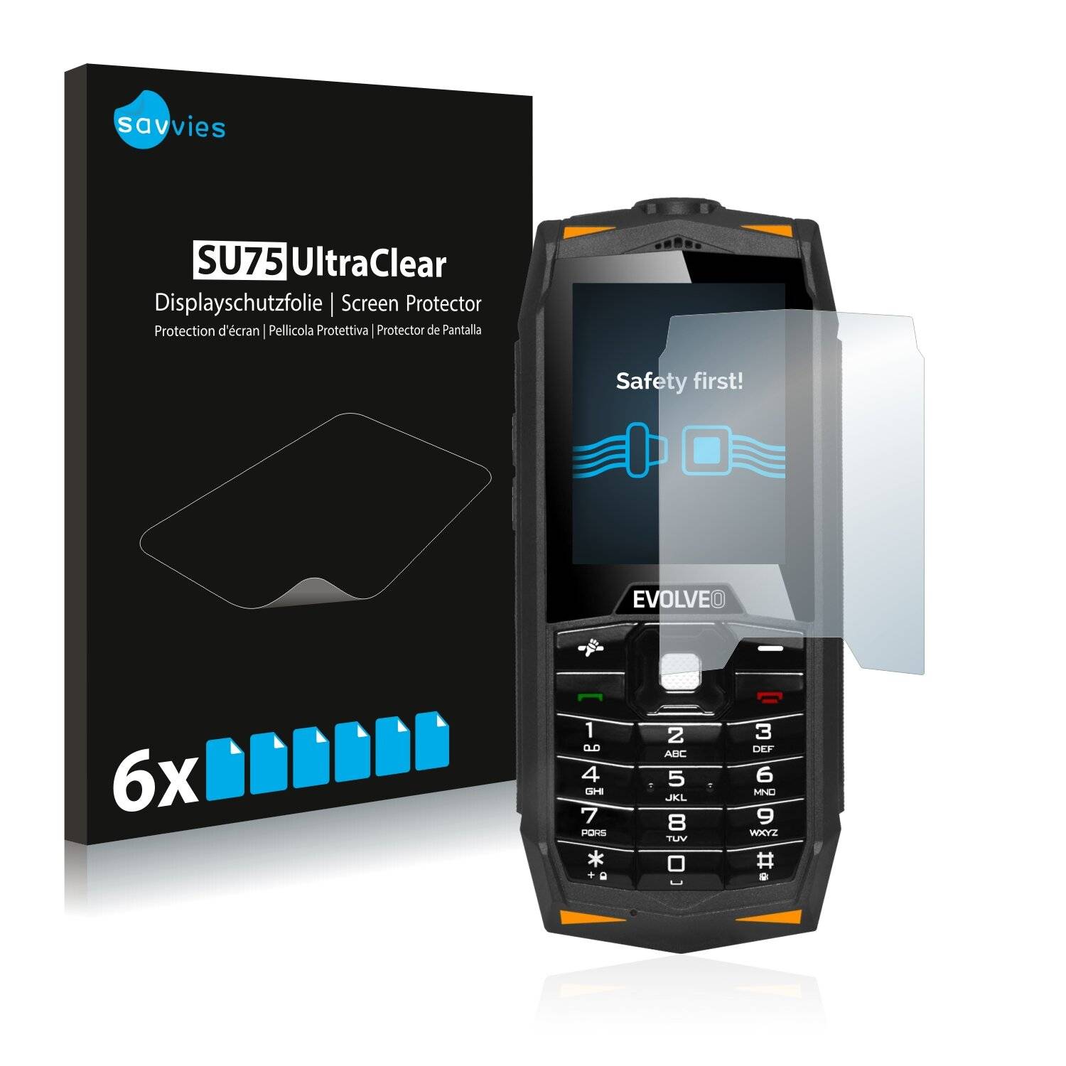 6x Savvies SU75 Displayschutzfolie für Evolveo Strongphone