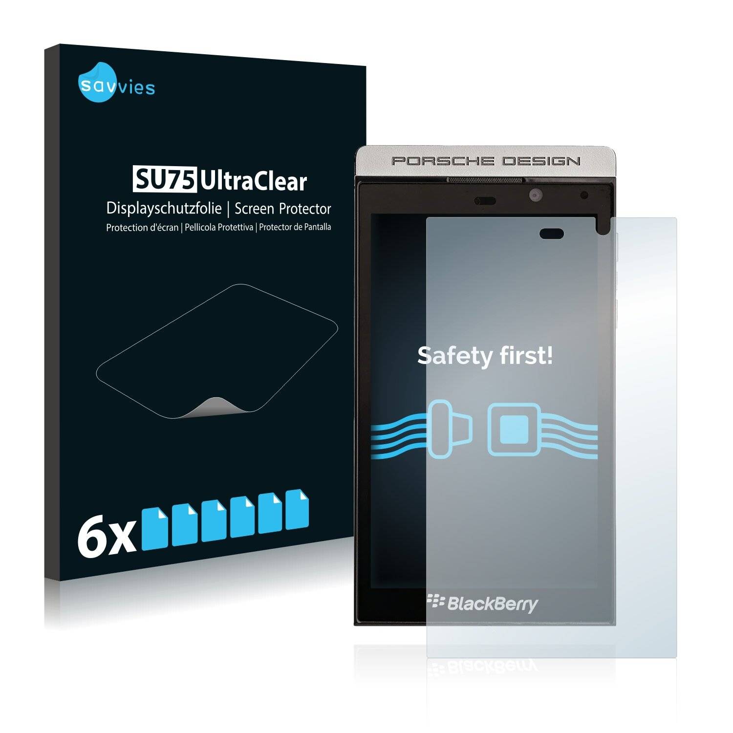 6x Savvies SU75 Displayschutzfolie für BlackBerry P9982 Porsche