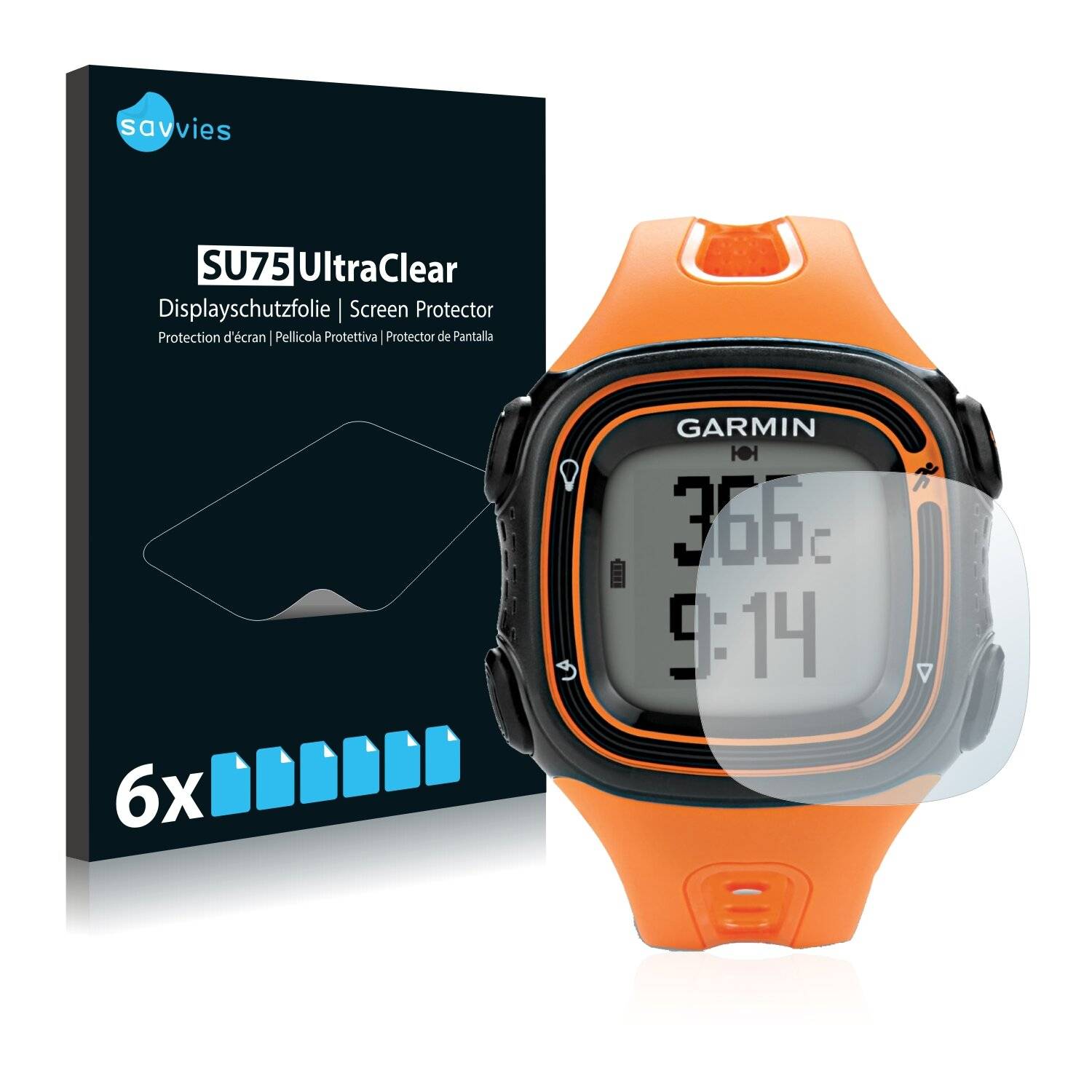 6x Savvies SU75 Displayschutzfolie für Garmin Forerunner 10