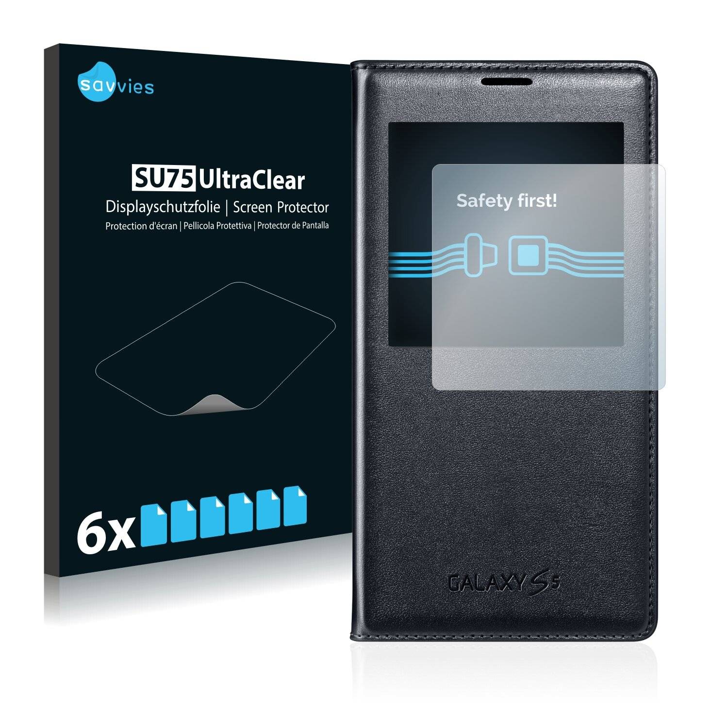 6x Savvies SU75 Displayschutzfolie für Samsung Galaxy S5 View