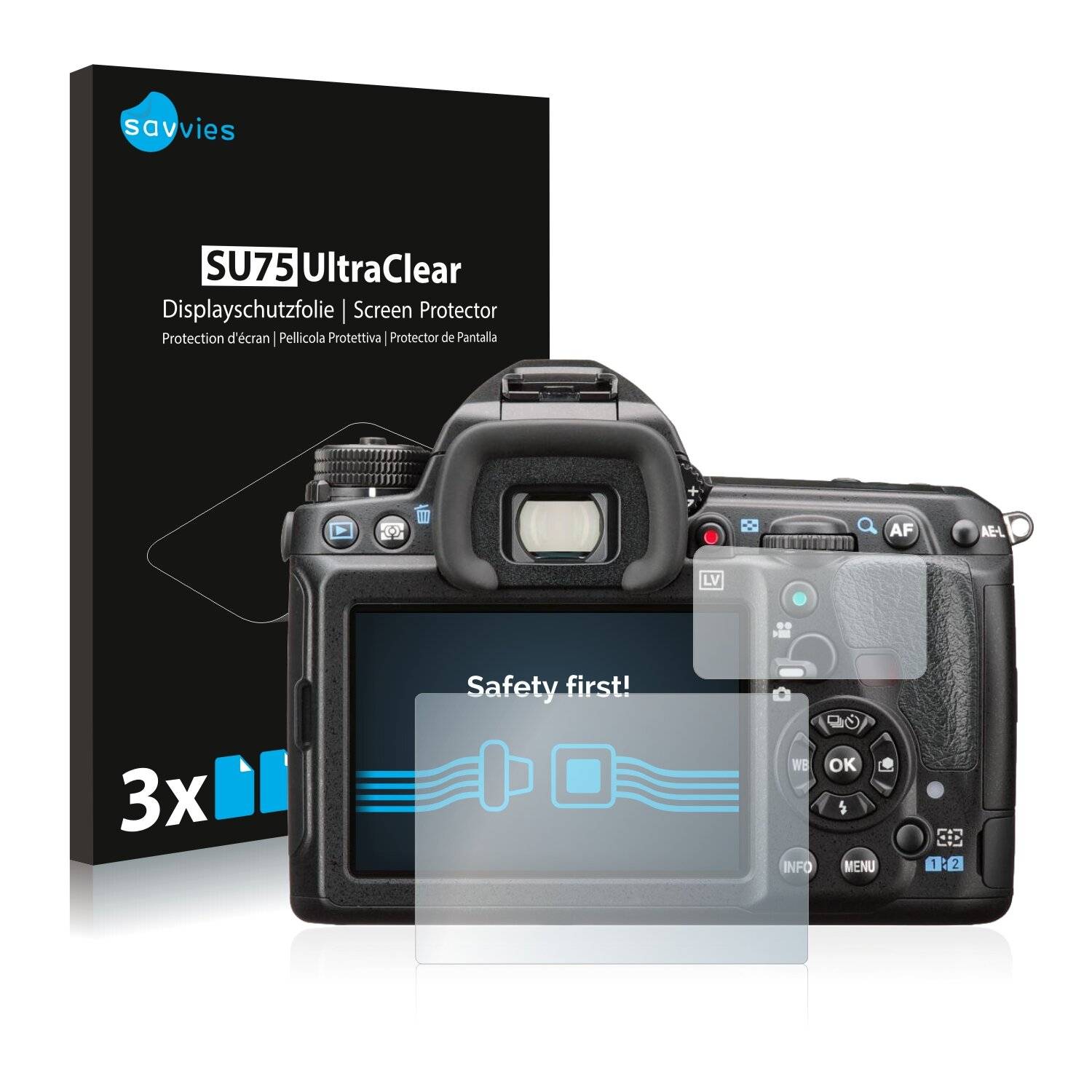 6x Savvies SU75 Displayschutzfolie für Pentax K-3