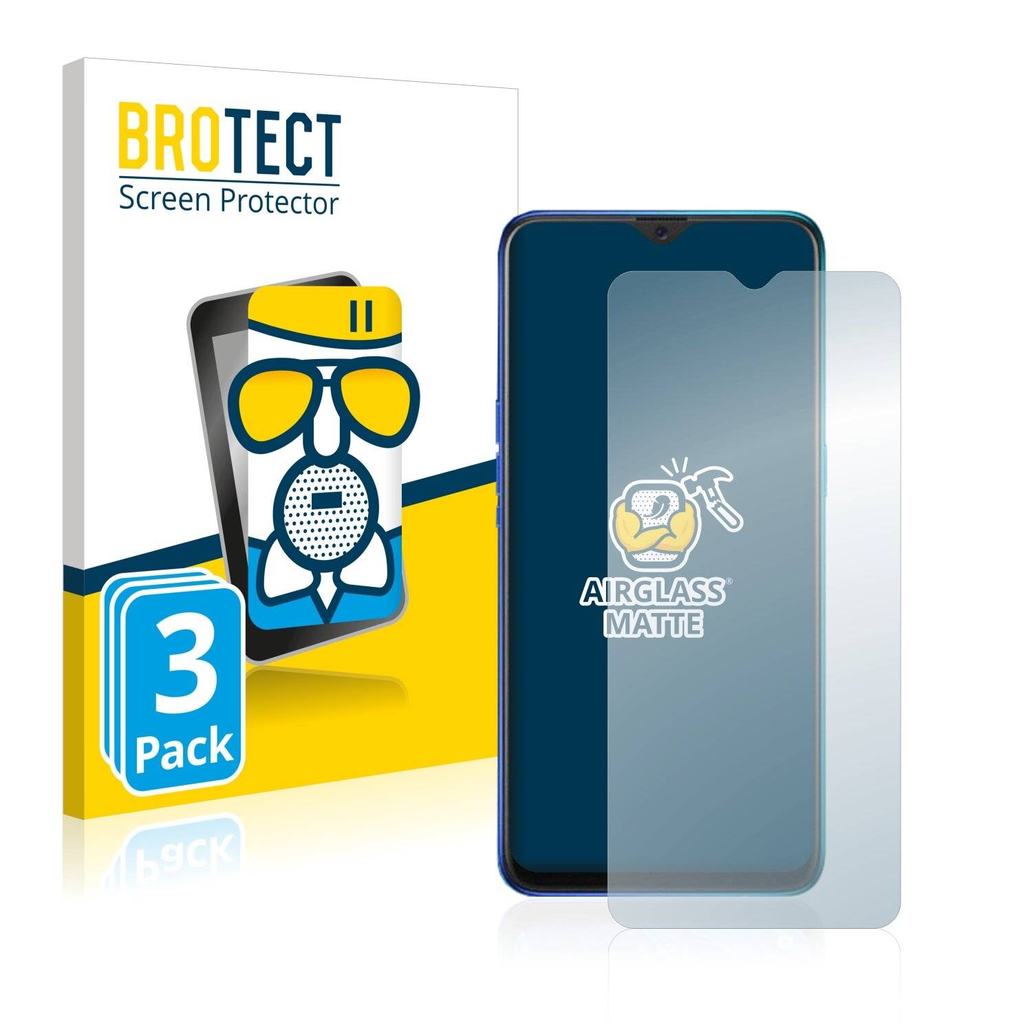 3x BROTECT AirGlass Matte Schutzglas Folie für Oppo Reno