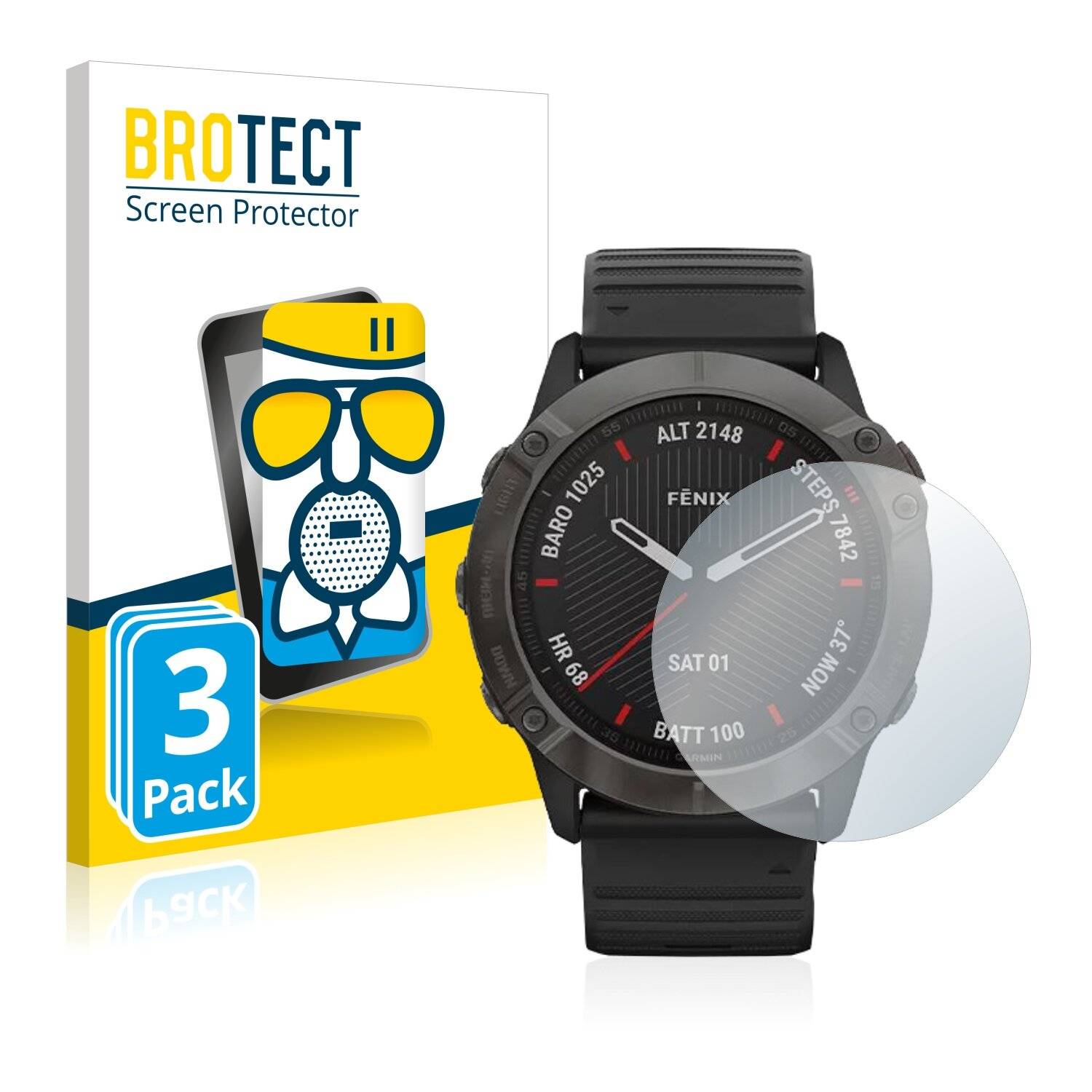 3x BROTECT AirGlass Matte Schutzglas Folie für Garmin Fenix 6X