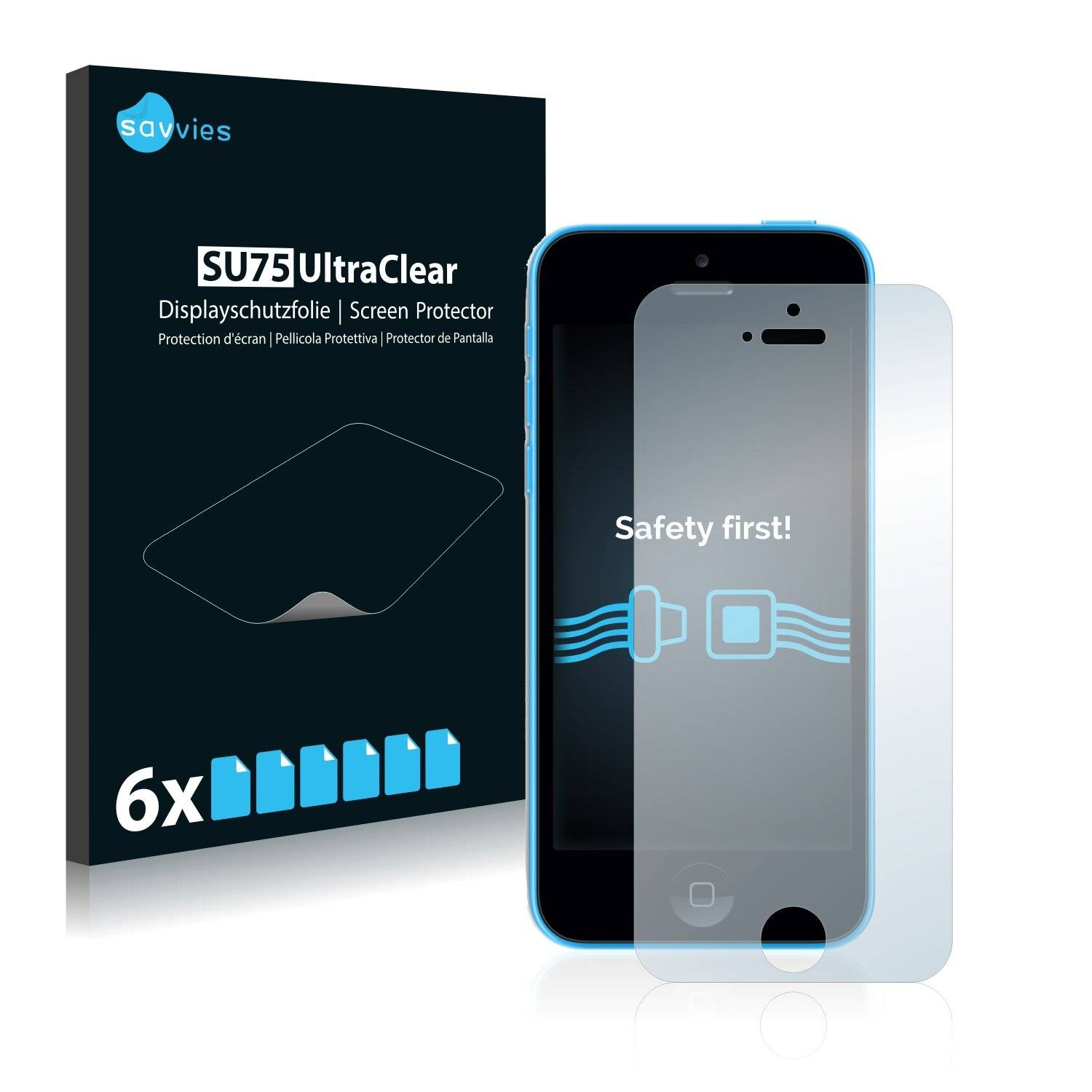6x Savvies SU75 Displayschutzfolie für Apple iPhone