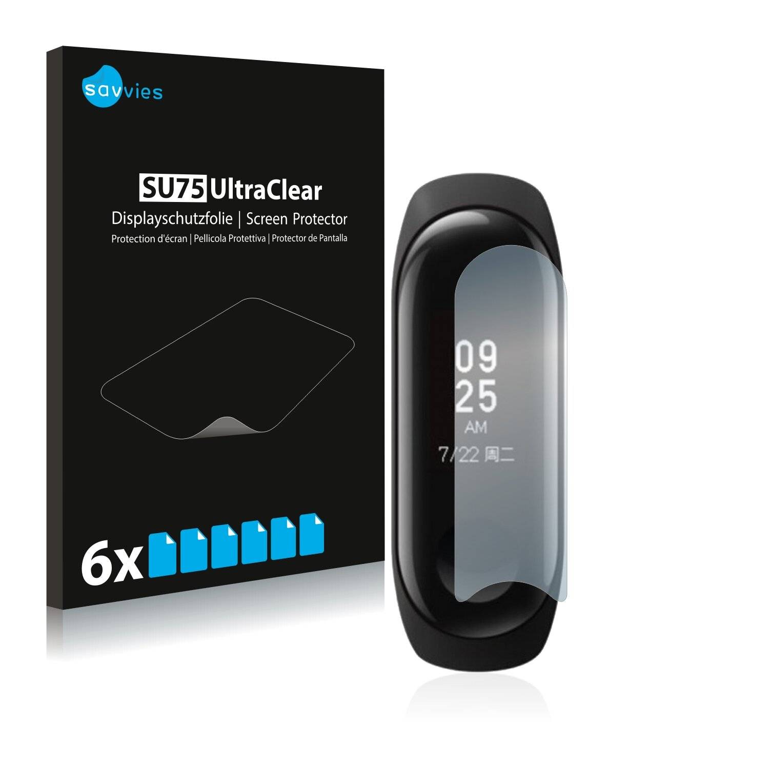 6x Savvies SU75 Displayschutzfolie für Xiaomi Mi Band