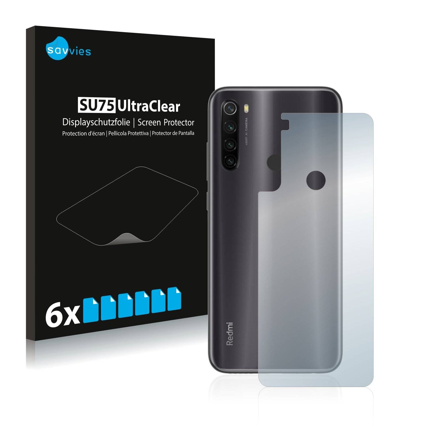 6x Savvies SU75 Displayschutzfolie für Xiaomi Redmi Note 8T