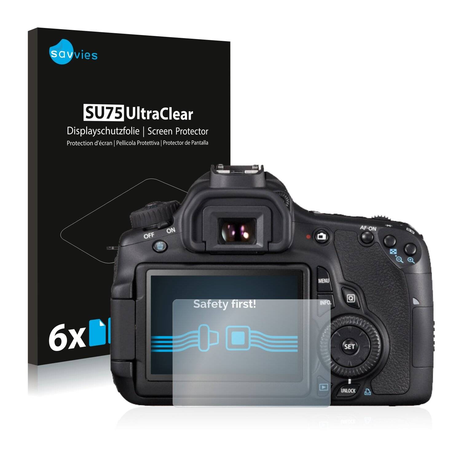 6x Savvies SU75 Displayschutzfolie für Canon EOS