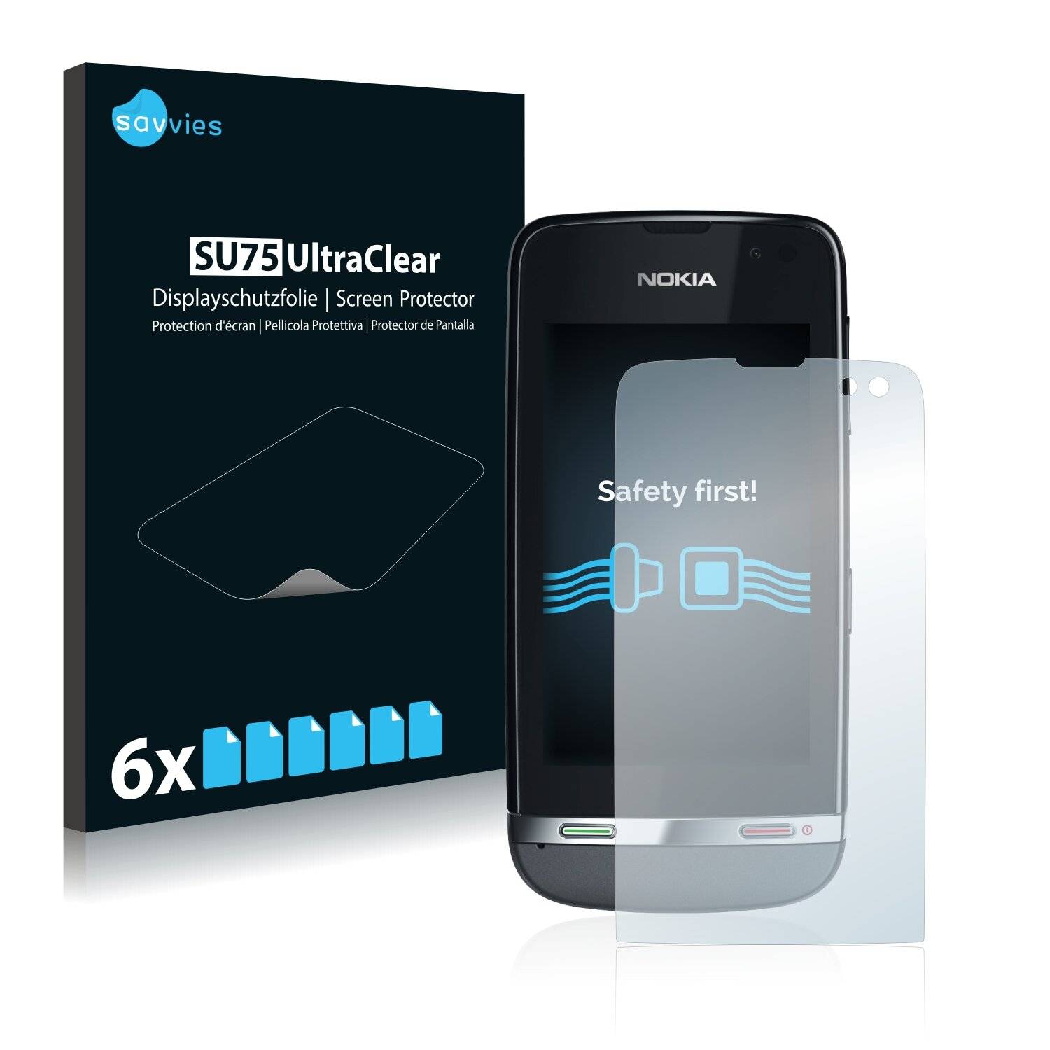 6x Savvies SU75 Displayschutzfolie für Nokia Asha