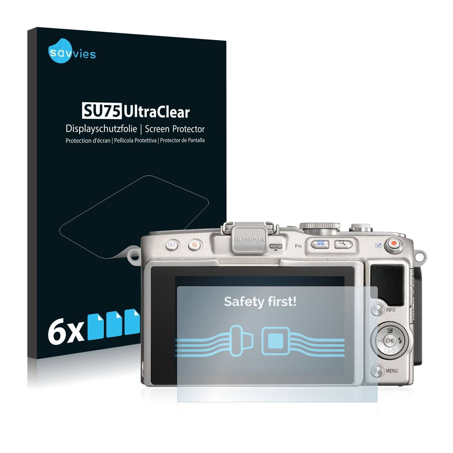 6x Savvies SU75 Displayschutzfolie für Olympus PEN Lite