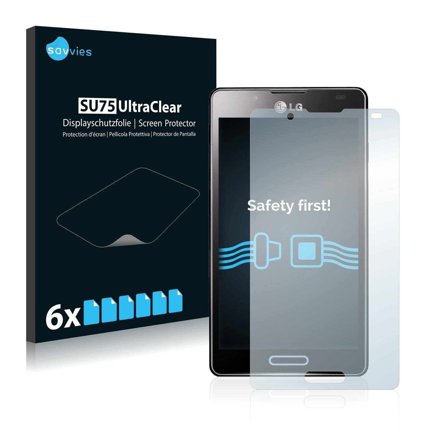 6x Savvies SU75 Displayschutzfolie für LG Electronics P714 Optimus L7