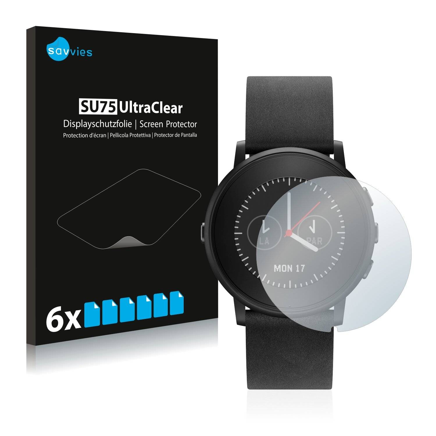 6x Savvies SU75 Displayschutzfolie für Pebble Time