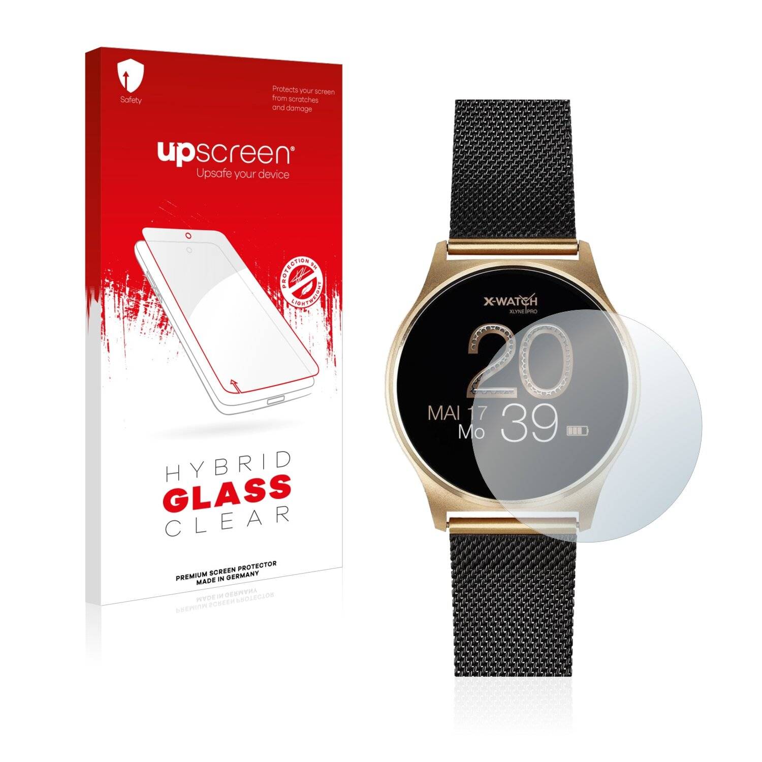 upscreen Hybrid Glass Clear Premium Schutzglas Folie für Xlyne X-Watch Joli XW