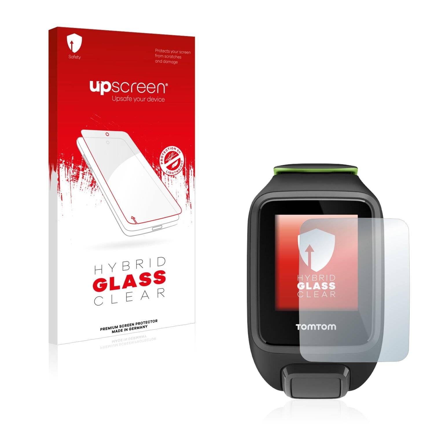 upscreen Hybrid Glass Clear Premium Schutzglas Folie für TomTom Runner 3