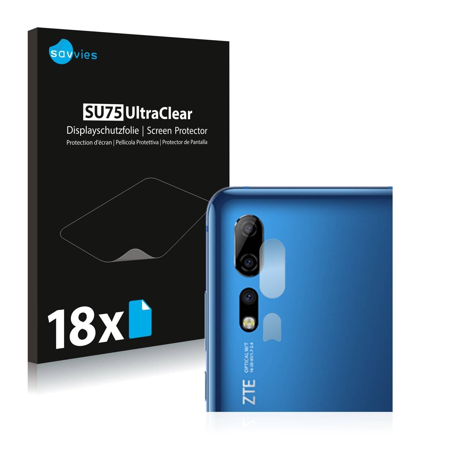 18x Savvies SU75 Displayschutzfolie für ZTE Axon 10s Pro (NUR