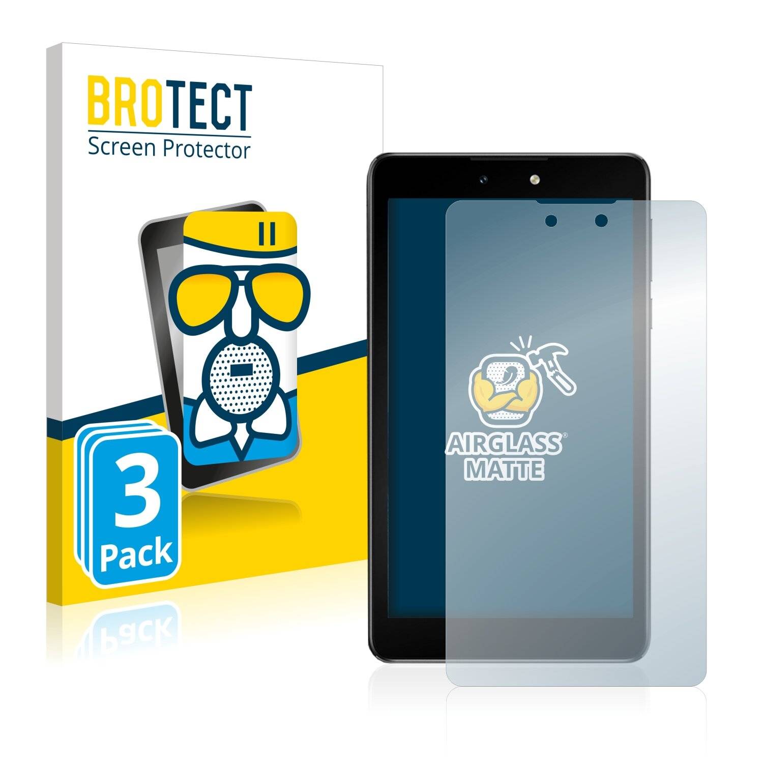 3x BROTECT AirGlass Matte Schutzglas Folie für Tecno DroiPad