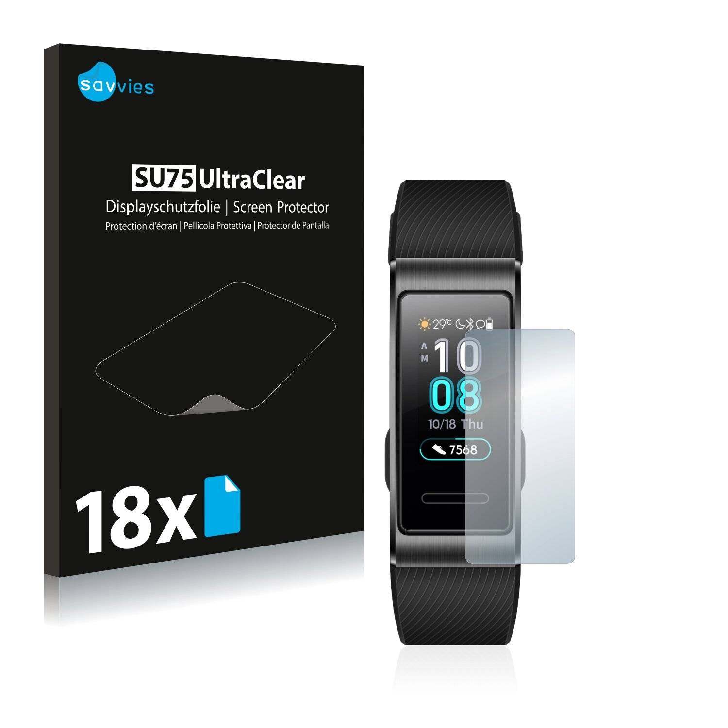 18x Savvies SU75 Displayschutzfolie für Huawei Band 4