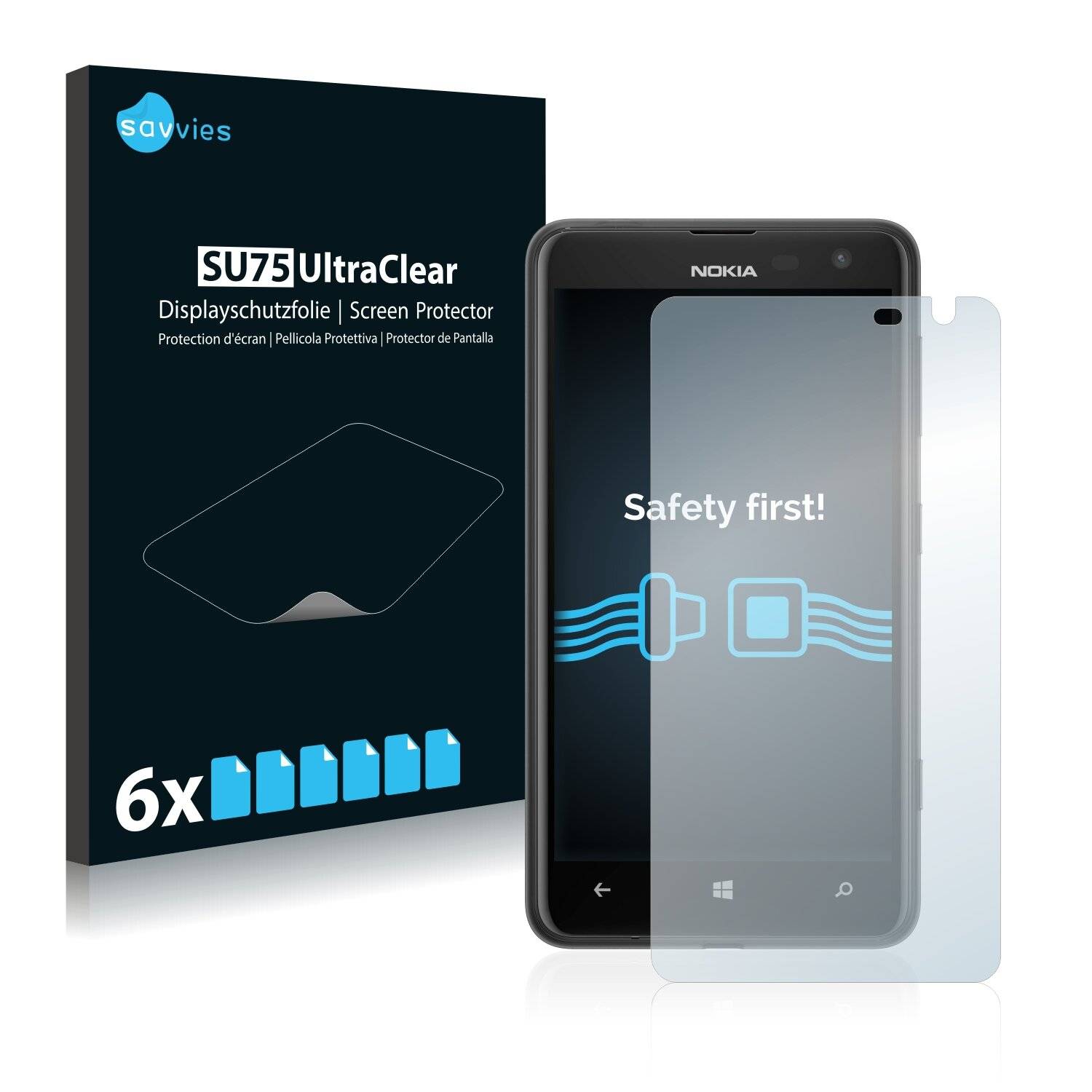 6x Savvies SU75 Displayschutzfolie für Nokia Lumia