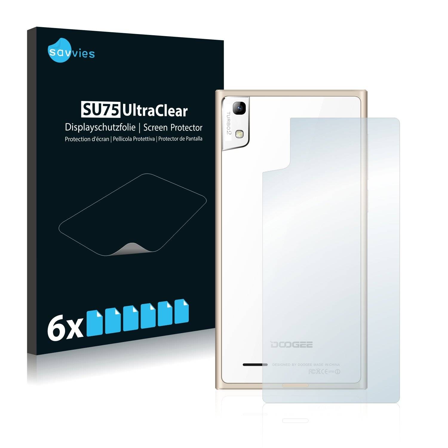 6x Savvies SU75 Displayschutzfolie für Doogee Turbo 2 DG900