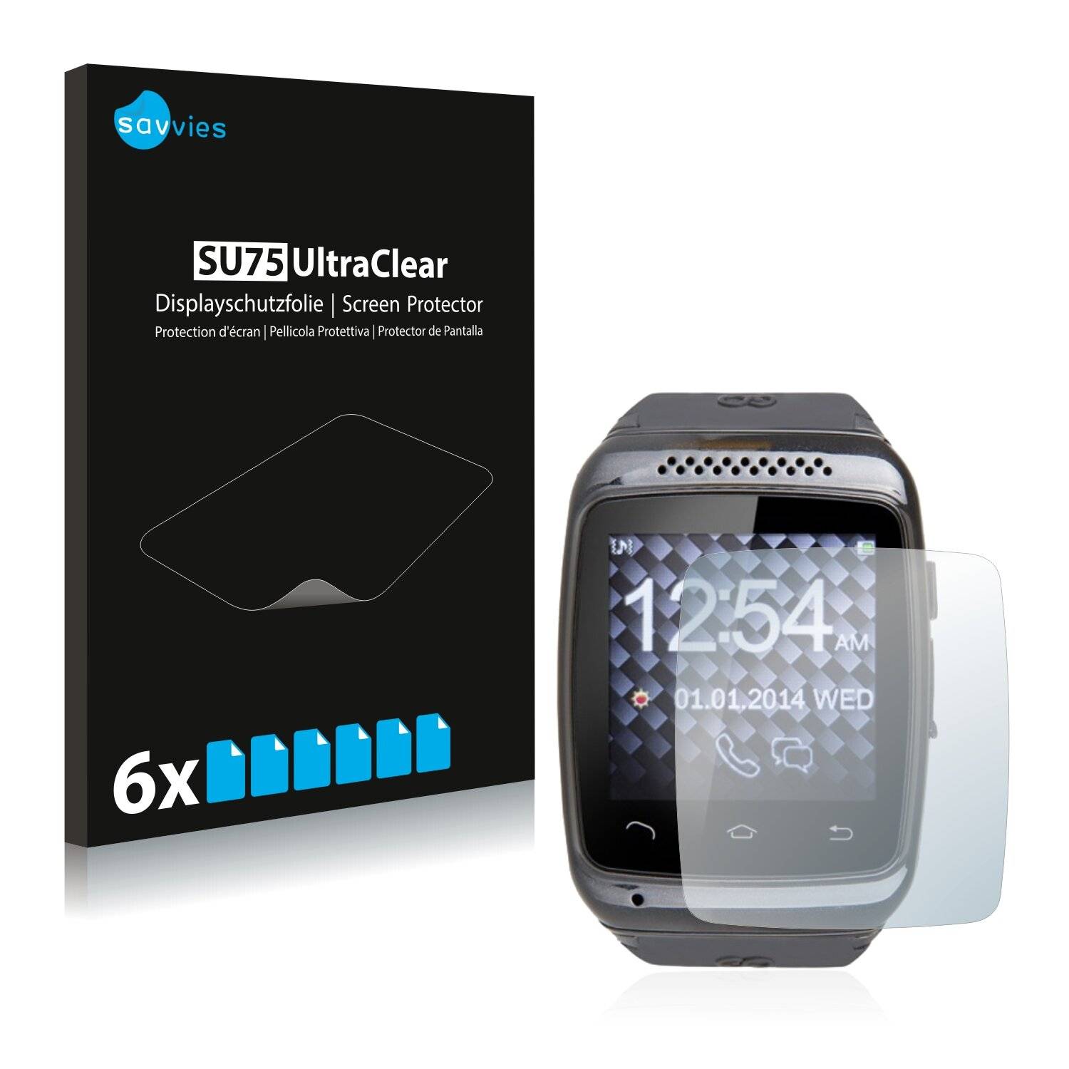 6x Savvies SU75 Displayschutzfolie für GoClever Chronos Colour