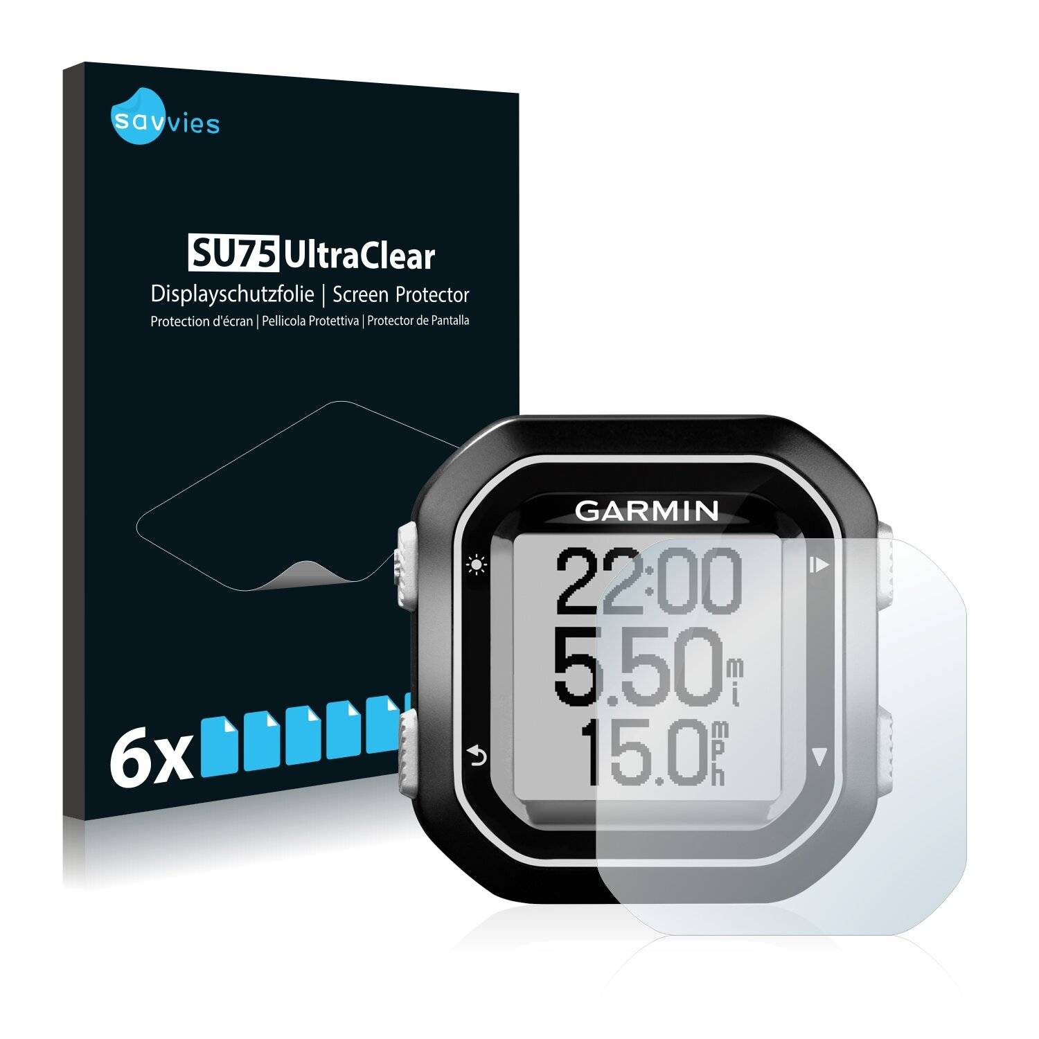 6x Savvies SU75 Displayschutzfolie für Garmin Edge