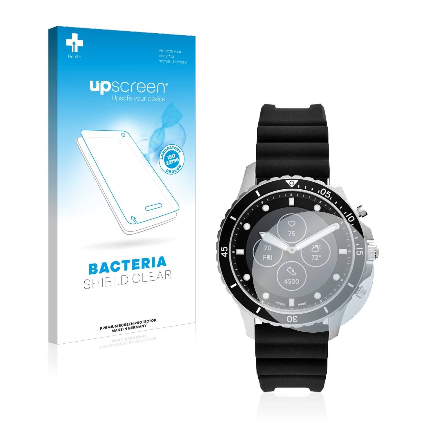 upscreen Bacteria Shield Clear Premium Antibakterielle Displayschutzfolie für Fossil Dive HR