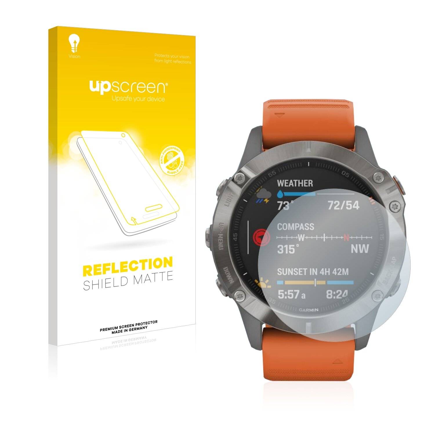 upscreen Reflection Shield Matte Premium Displayschutzfolie für Garmin Fenix 6