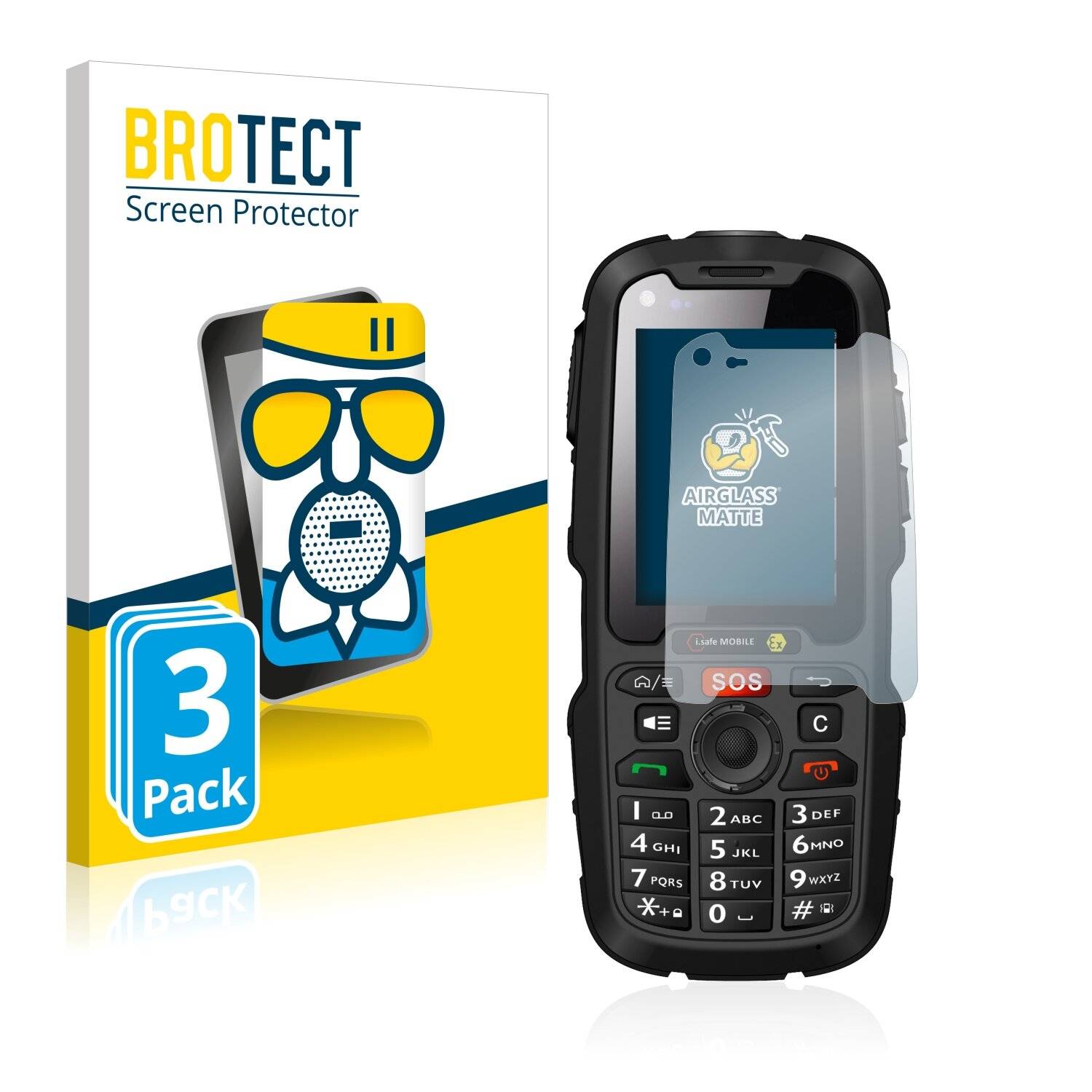 3x BROTECT AirGlass Matte Schutzglas Folie für i.safe Mobile