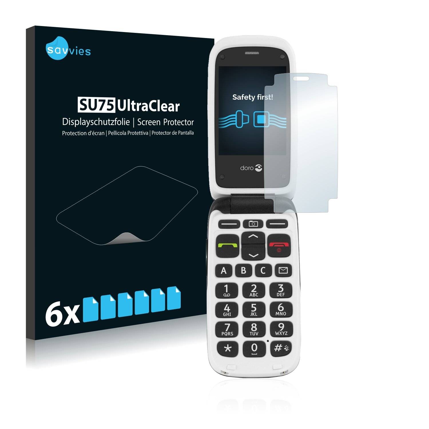 6x Savvies SU75 Displayschutzfolie für Doro PhoneEasy