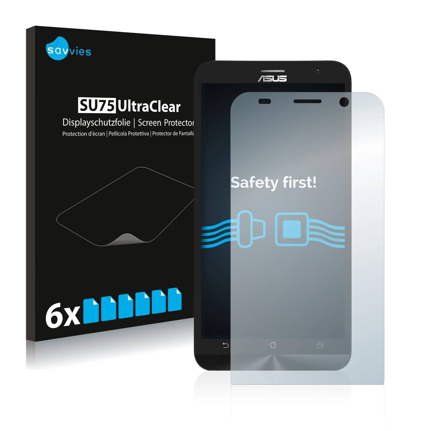6x Savvies SU75 Displayschutzfolie für Asus ZenFone 2