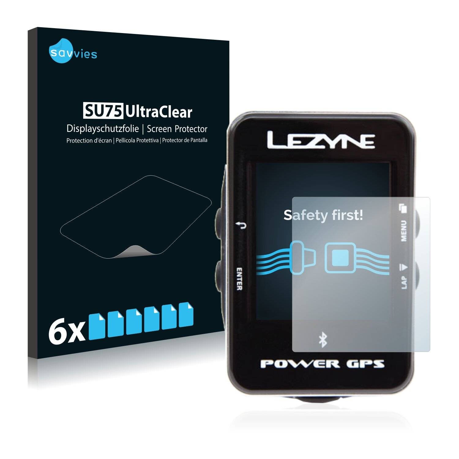 6x Savvies SU75 Displayschutzfolie für Lezyne Power