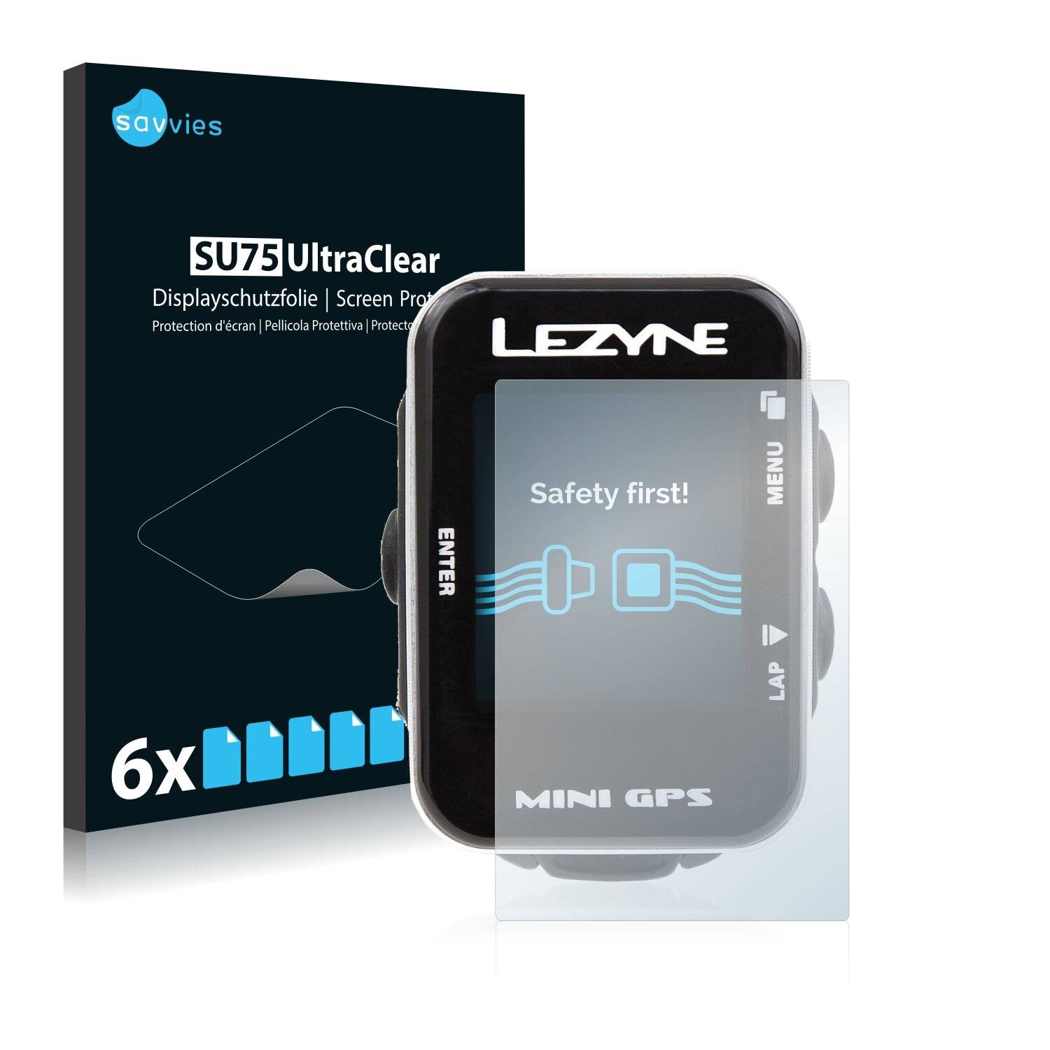 6x Savvies SU75 Displayschutzfolie für Lezyne Mini GPS