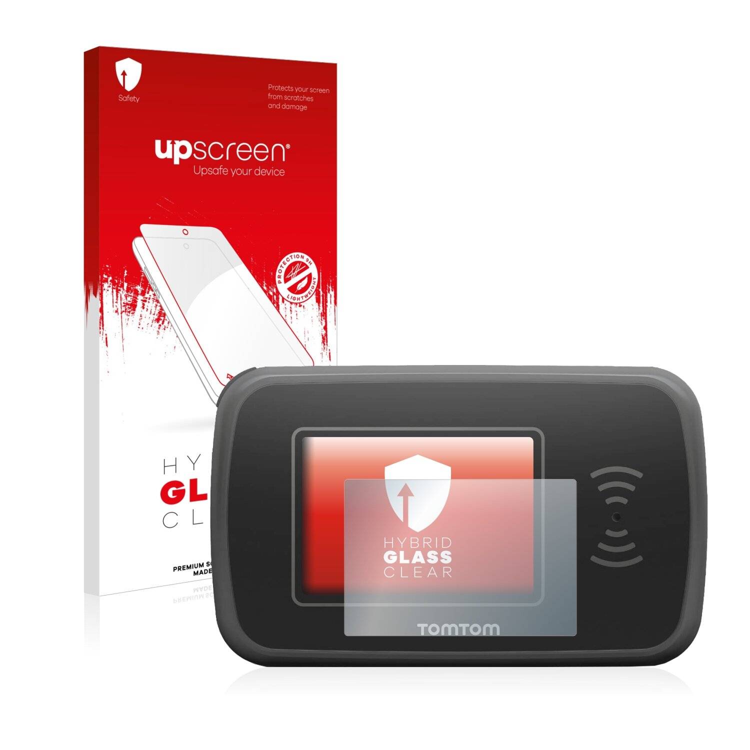 upscreen Hybrid Glass Clear Premium Schutzglas Folie für TomTom Pro