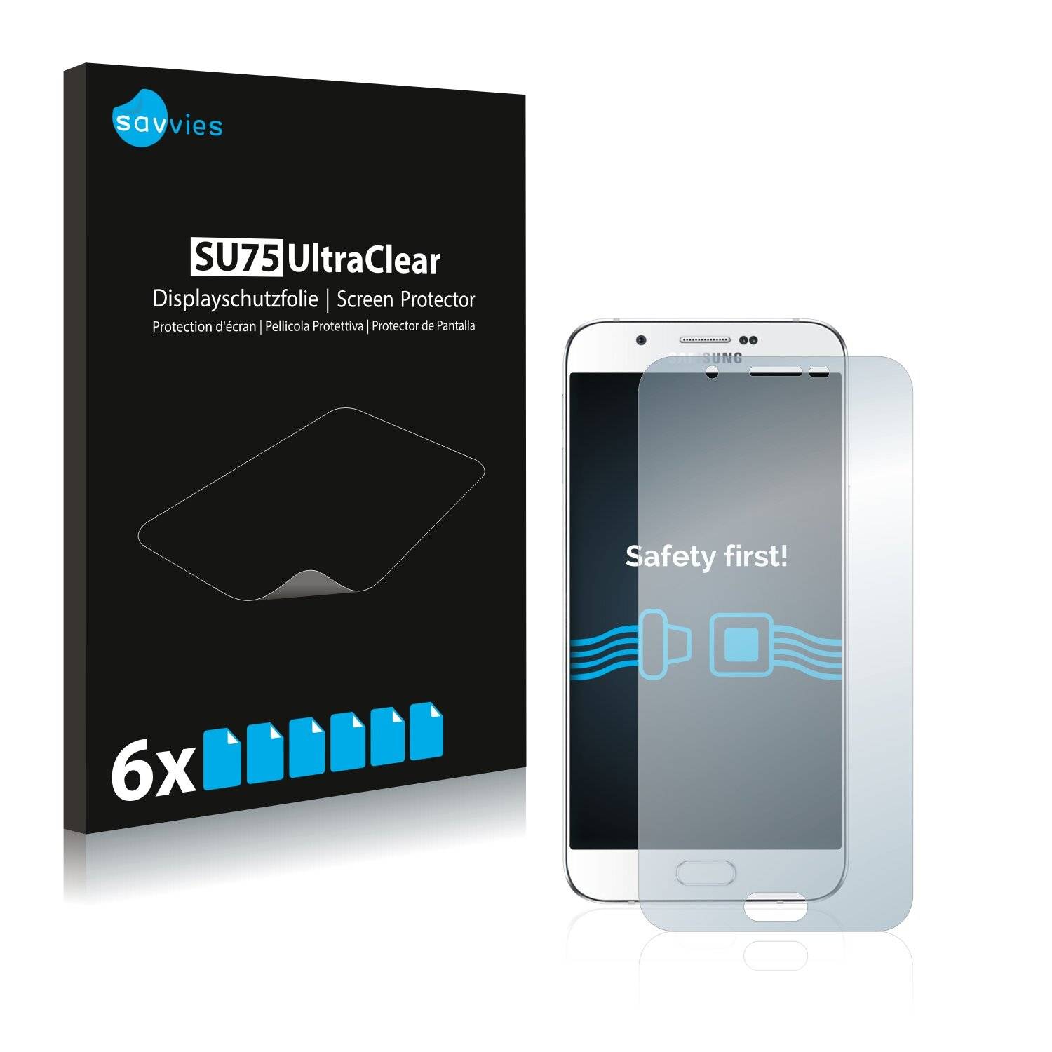 6x Savvies SU75 Displayschutzfolie für Samsung Galaxy A8