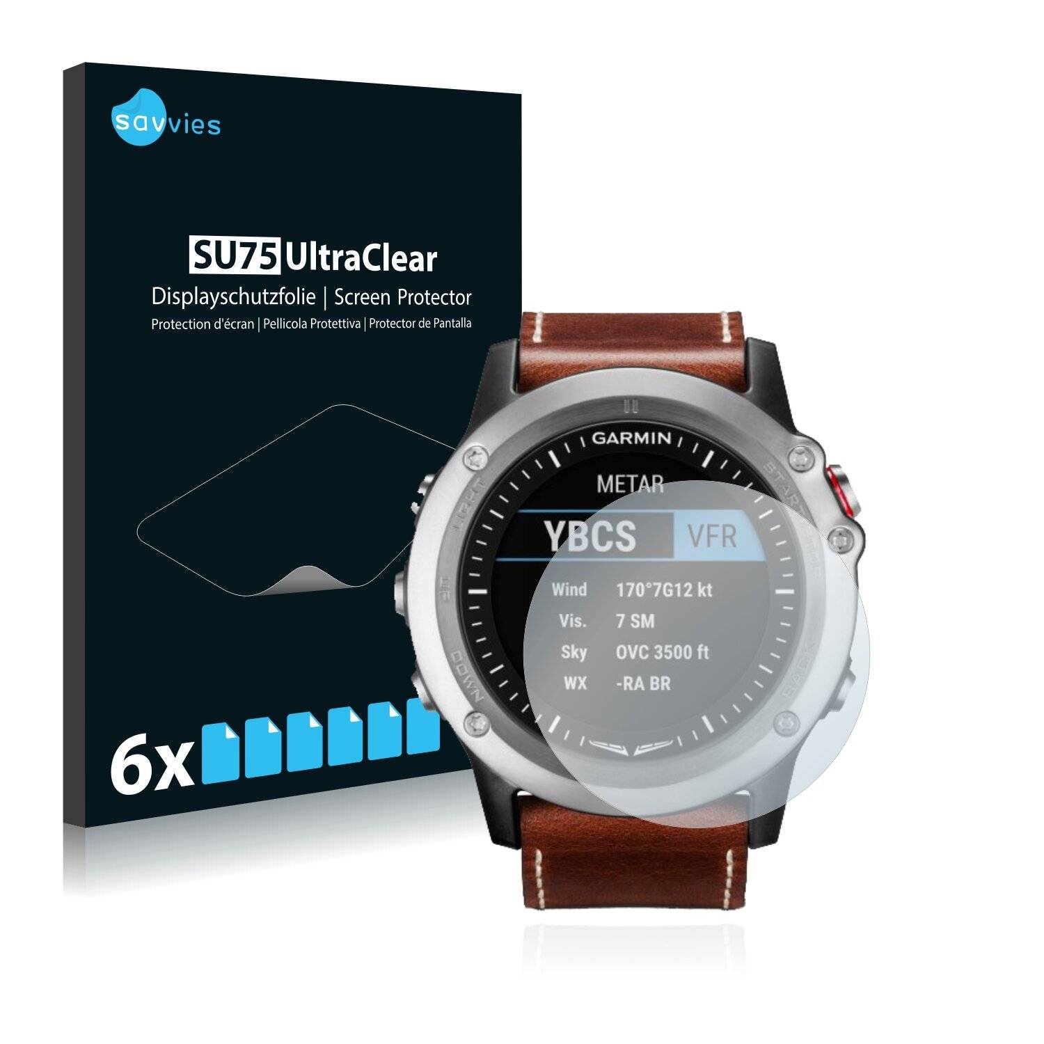 6x Savvies SU75 Displayschutzfolie für Garmin D2