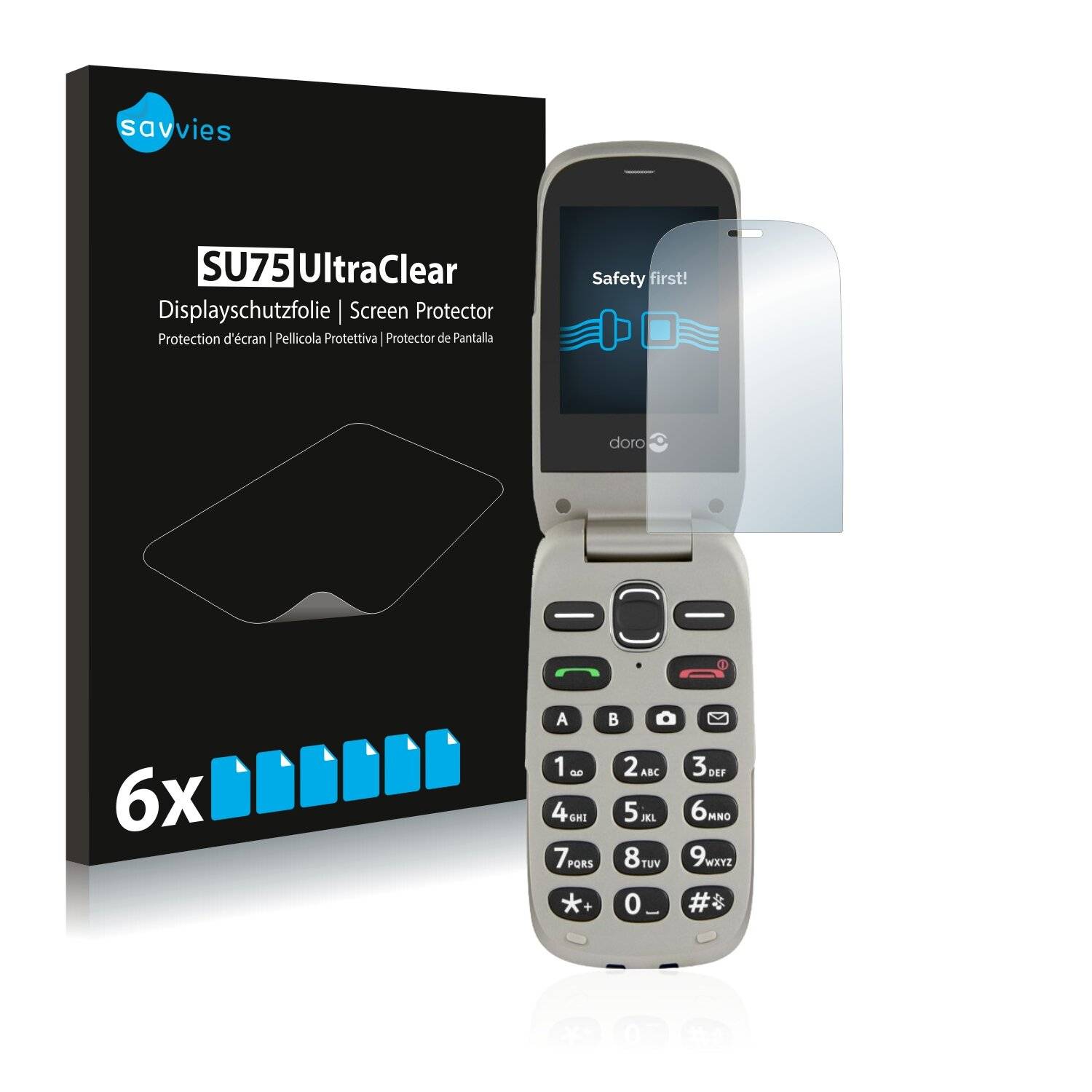6x Savvies SU75 Displayschutzfolie für Doro PhoneEasy