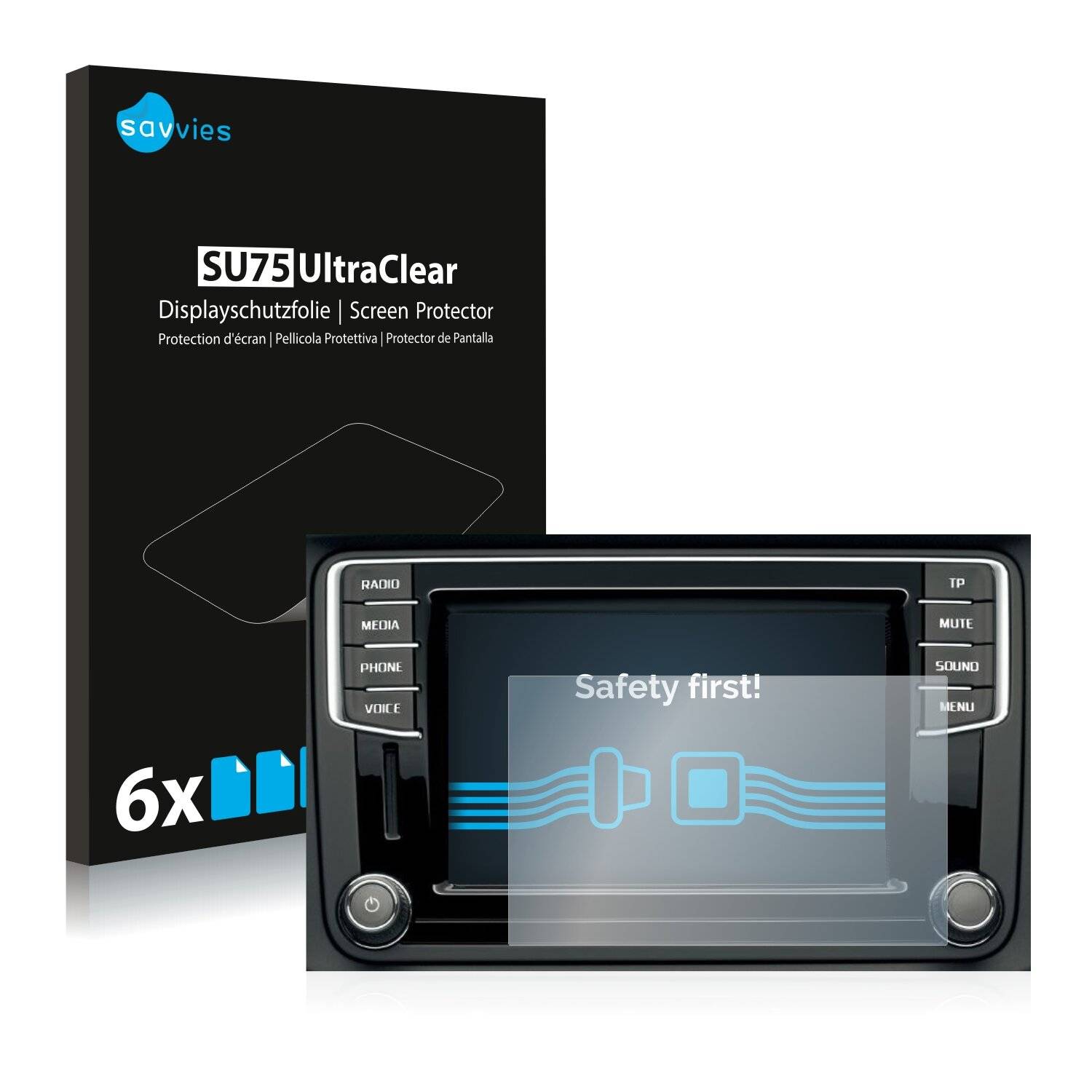 6x Savvies SU75 Displayschutzfolie für Skoda Bolero 2 Infotainment System