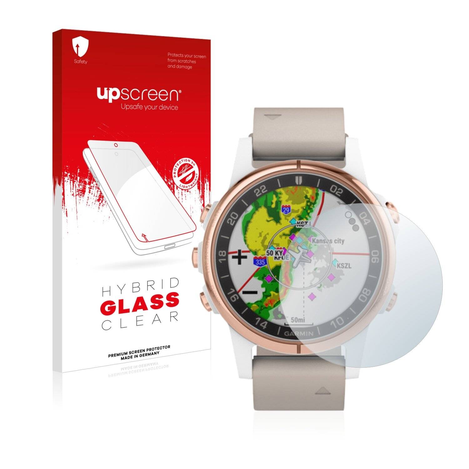 upscreen Hybrid Glass Clear Premium Schutzglas Folie für Garmin D2 Delta