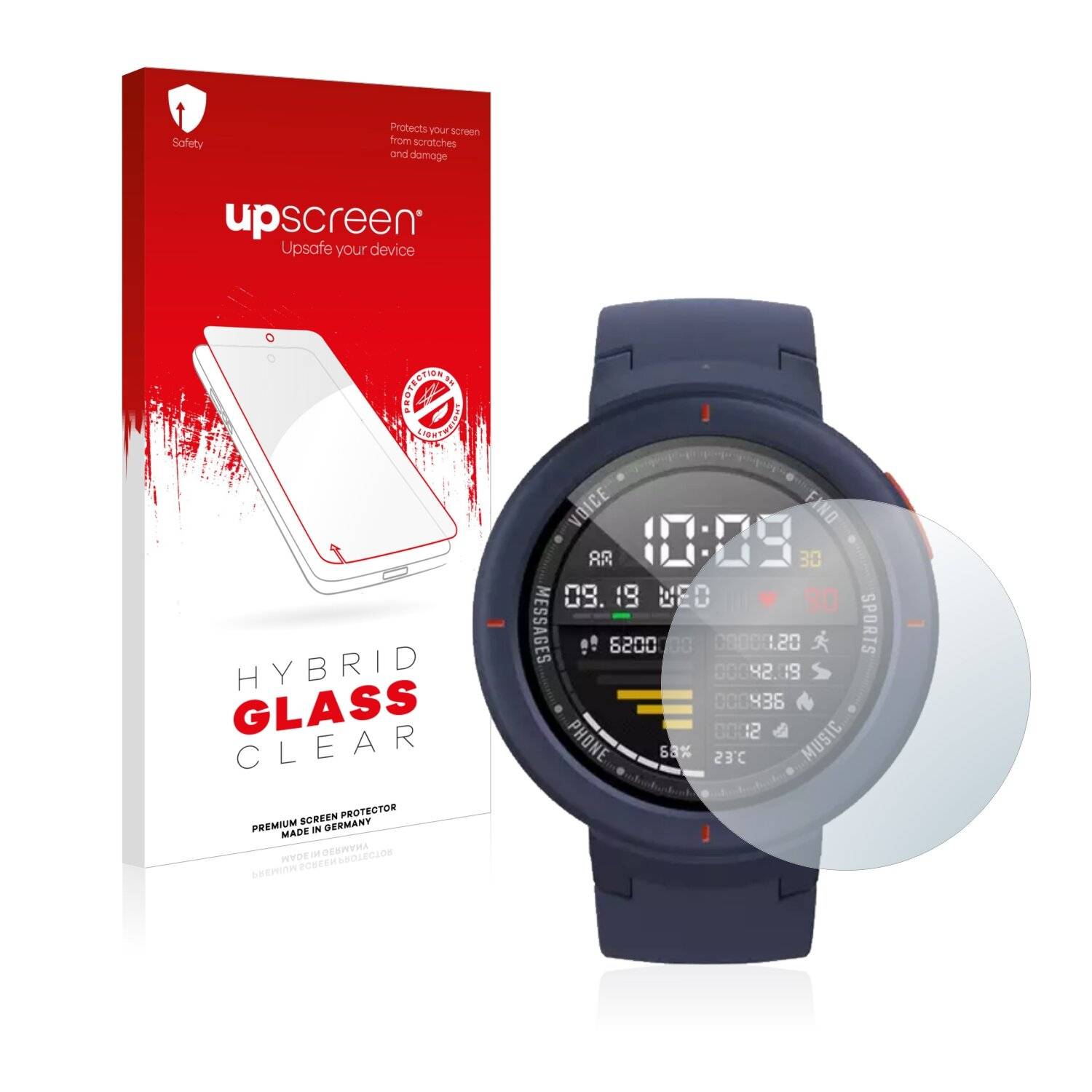 upscreen Hybrid Glass Clear Premium Schutzglas Folie für Huami Amazfit