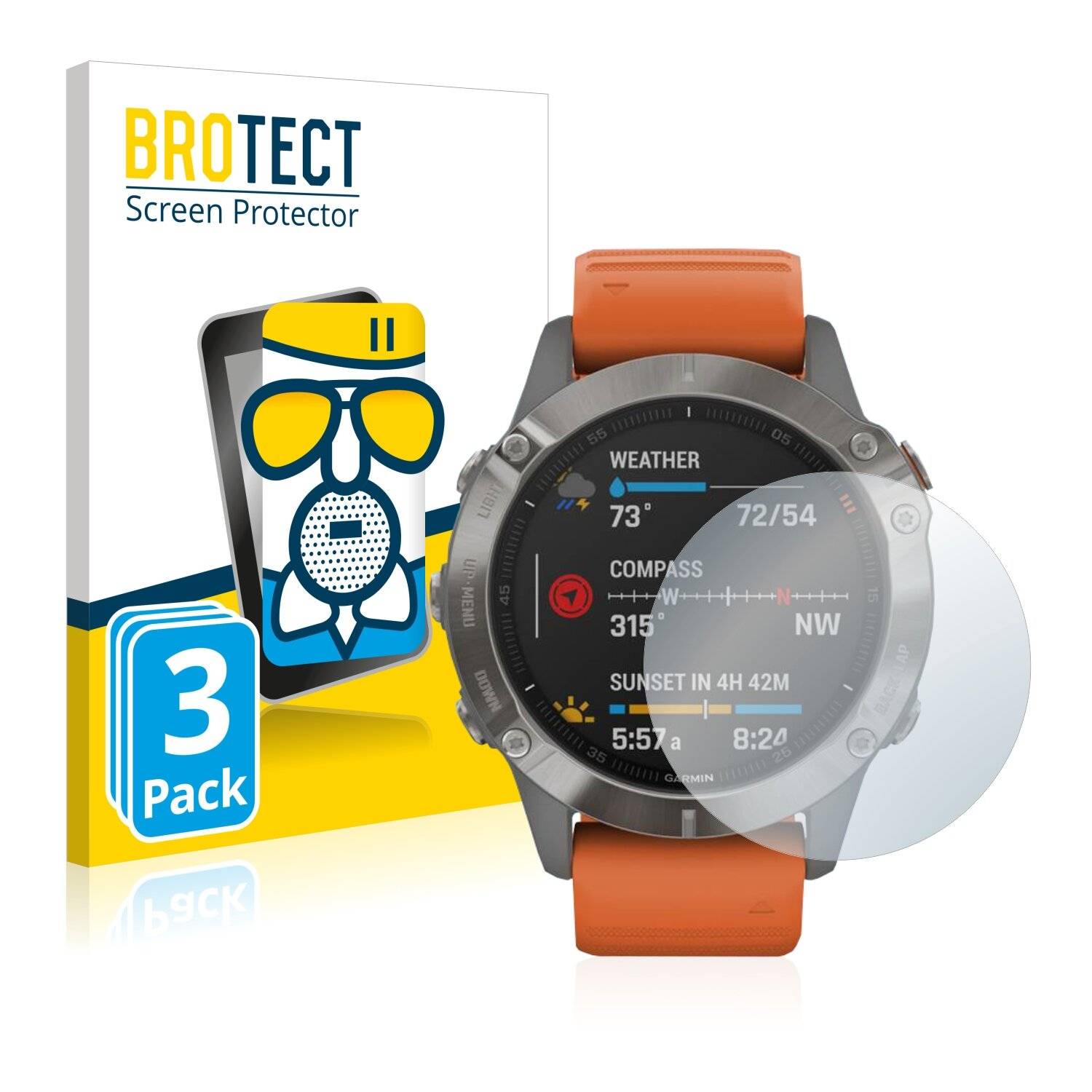3x BROTECT AirGlass Matte Schutzglas Folie für Garmin Fenix
