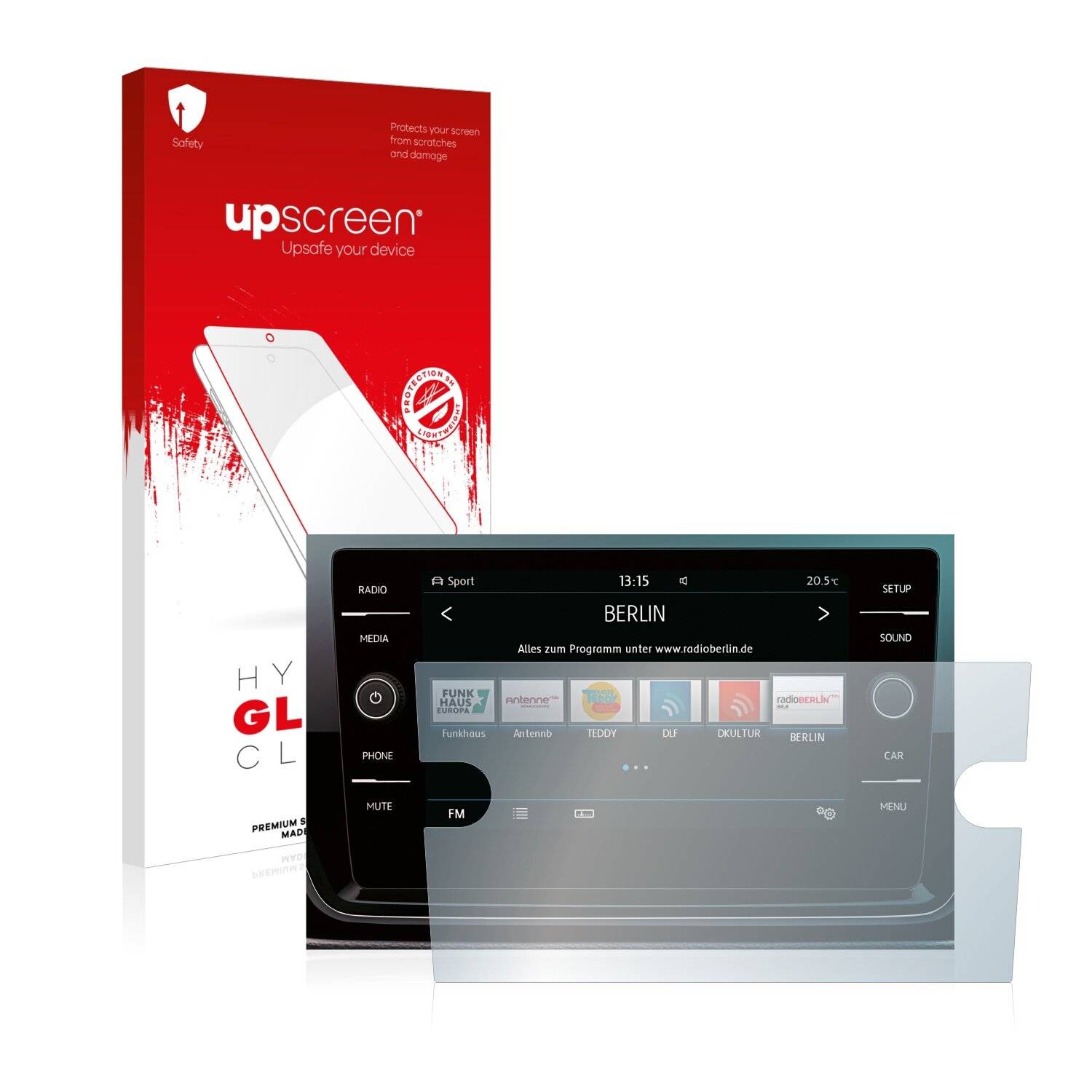 upscreen Hybrid Glass Clear Premium Schutzglas Folie für Volkswagen Golf 2017 Composition