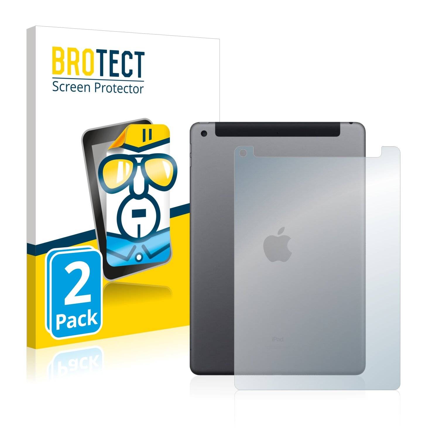 2x BROTECT HD-Clear Displayschutzfolie für Apple iPad 10.2 WiFi Cellular 2019 (Rückseite, 7.